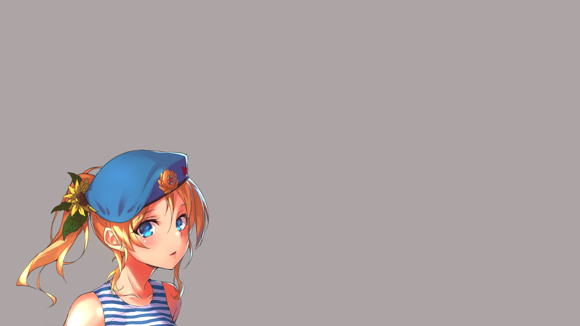 Ayase Eri in a blue beret and striped tank top HD Wallpaper
