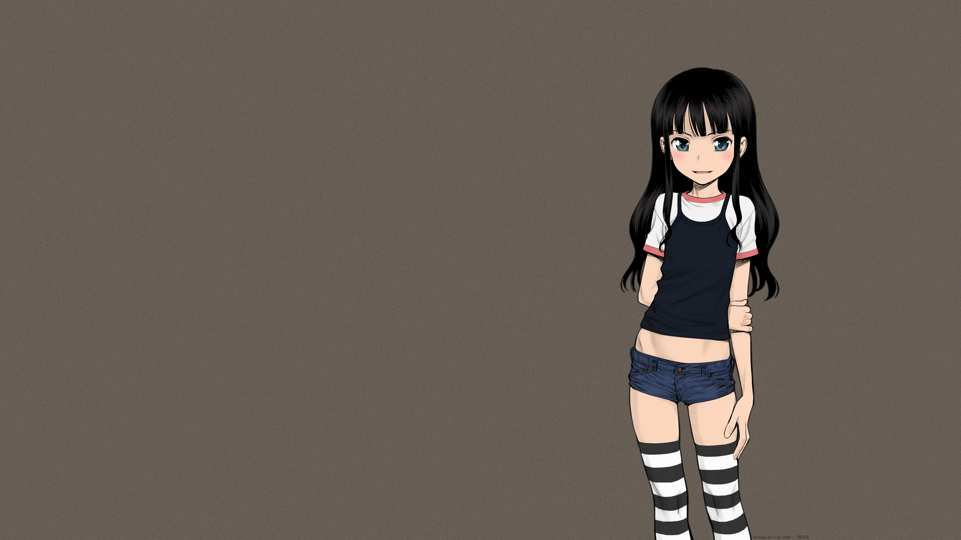 Anime girl with dark hair and blue eyes HD Wallpaper
