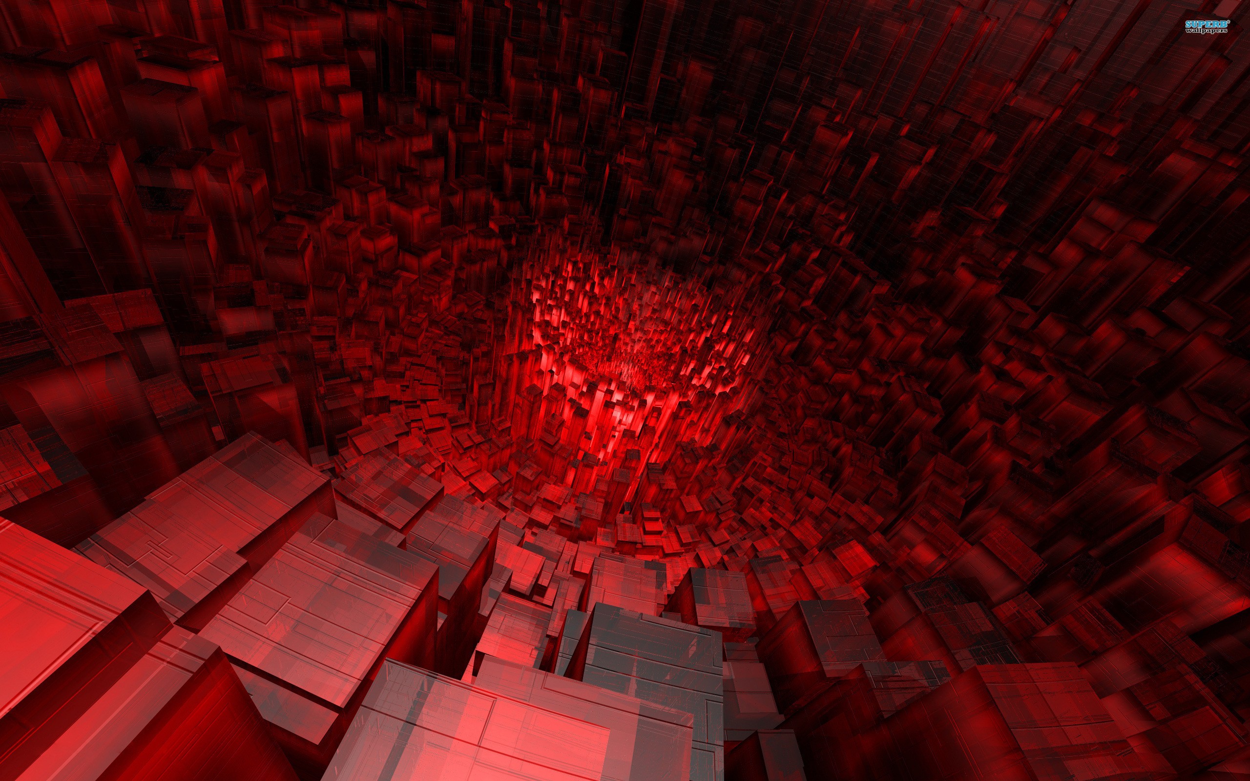 Abstract red CGI geometric shapes HD Wallpaper