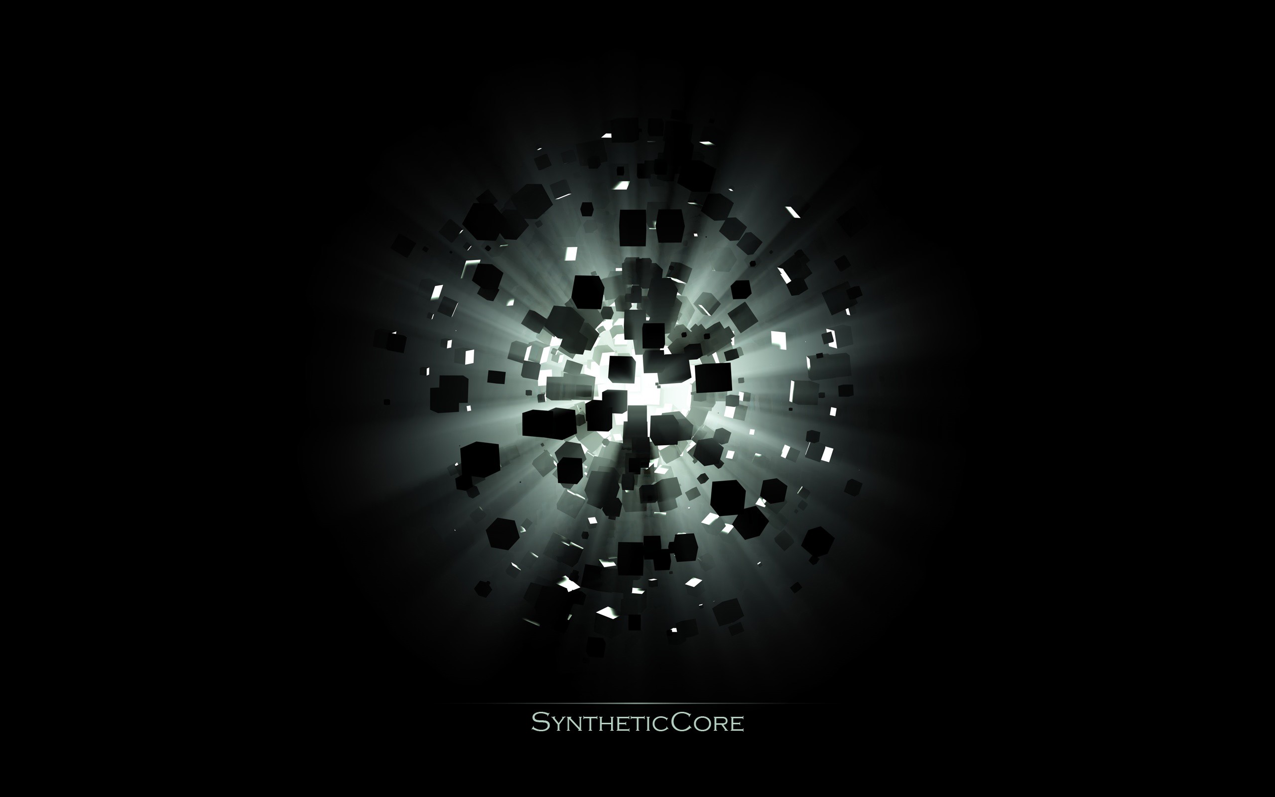 Abstract explosion of cubes with light rays HD Wallpaper