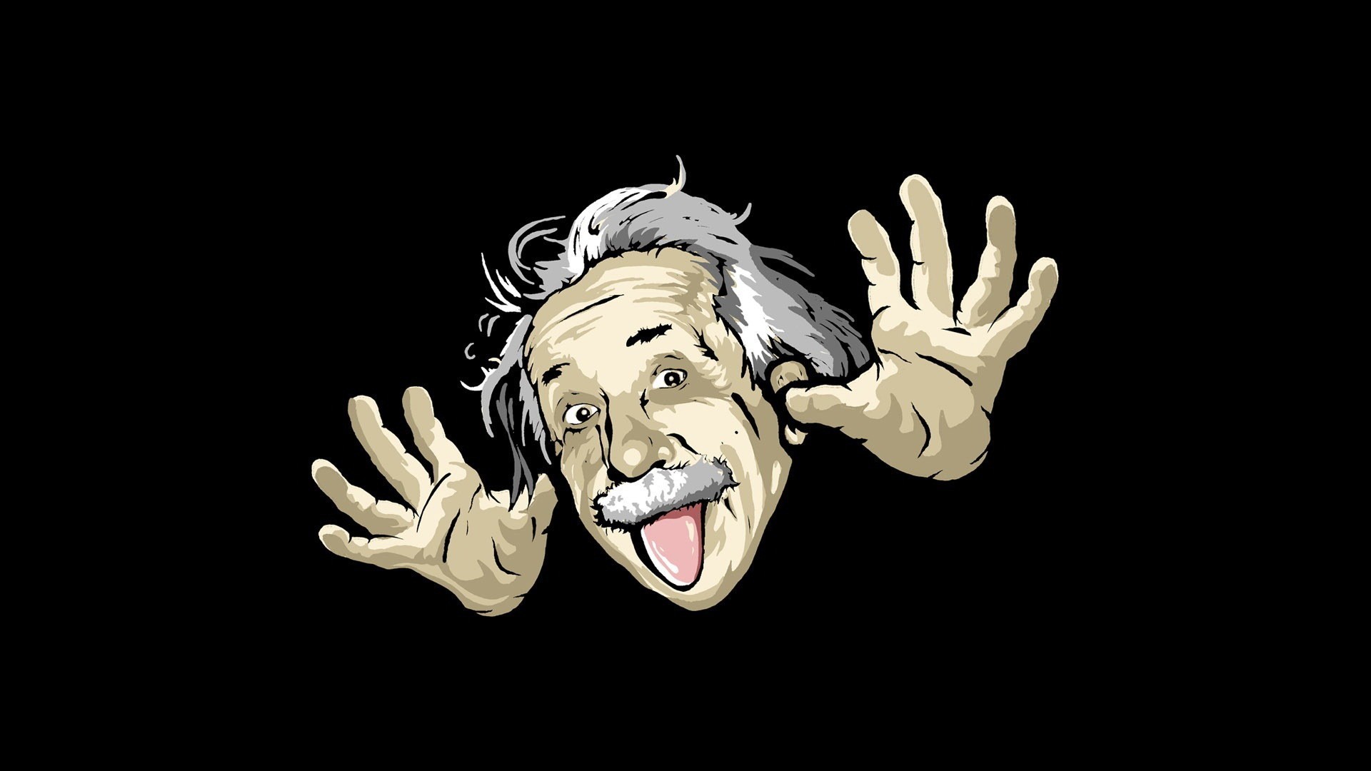 Cartoon Albert Einstein sticking his tongue out HD Wallpaper