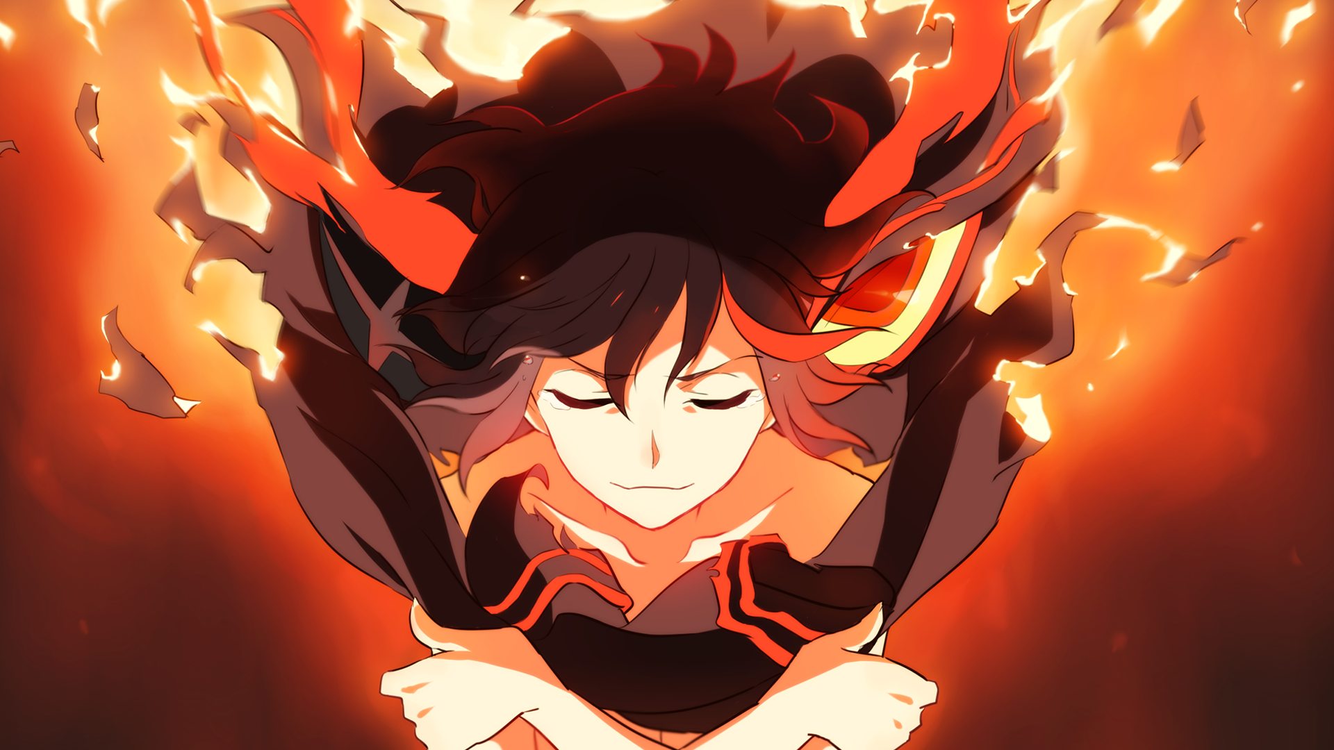 Matoi Ryuko engulfed in flames HD Wallpaper