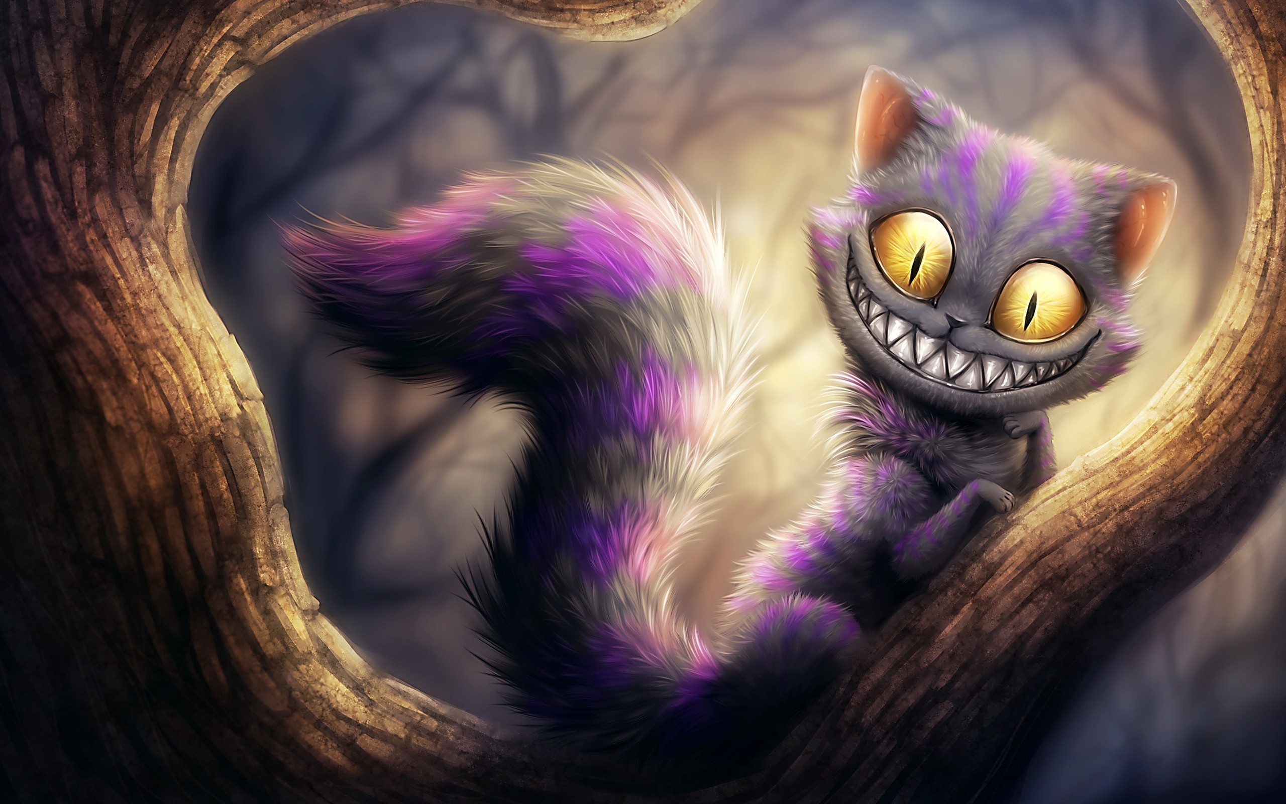 The Cheshire Cat in a Tree HD Wallpaper