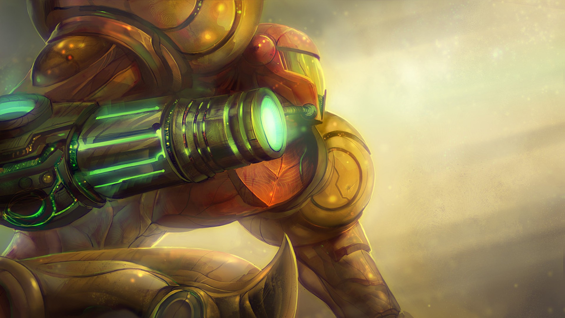 Samus Aran with Arm Cannon HD Wallpaper