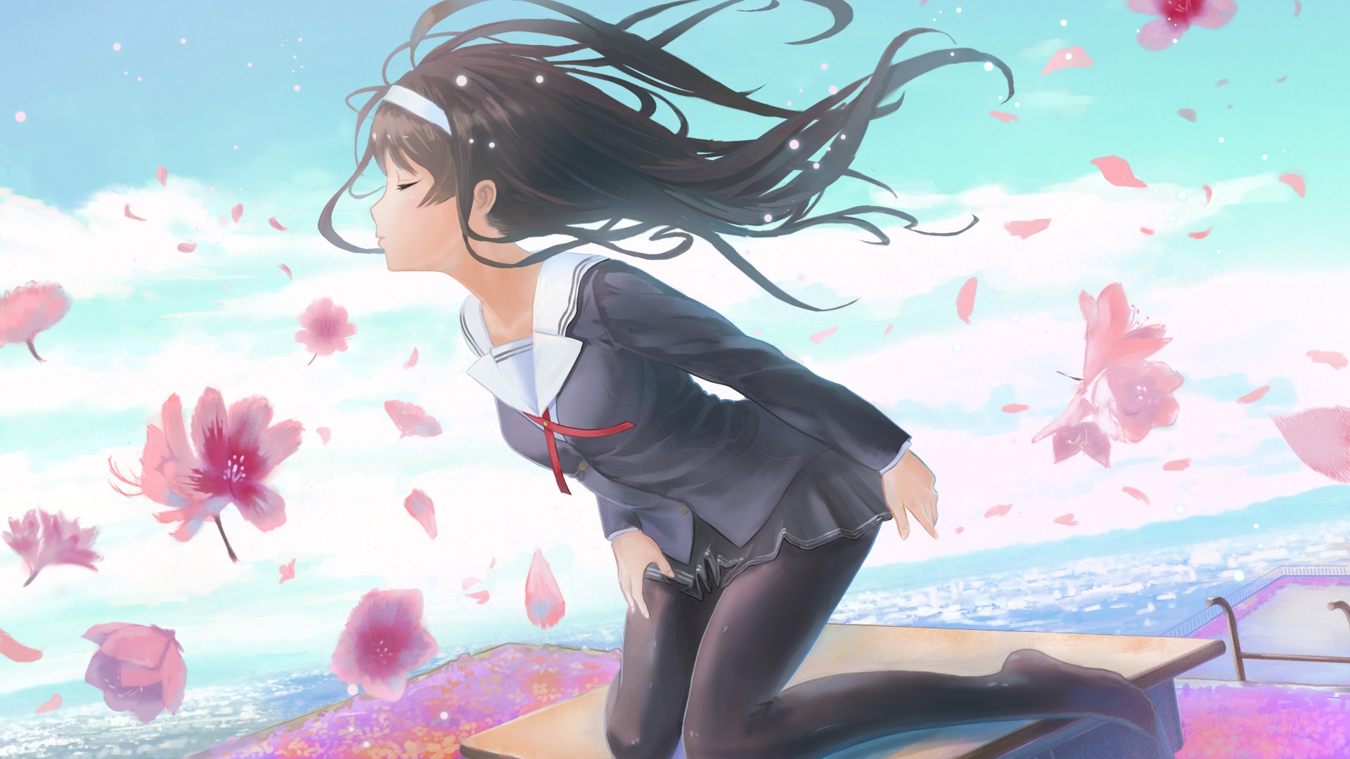 Kasumigaoka Utaha from Saenai Heroine no Sodatekata with flowers HD Wallpaper