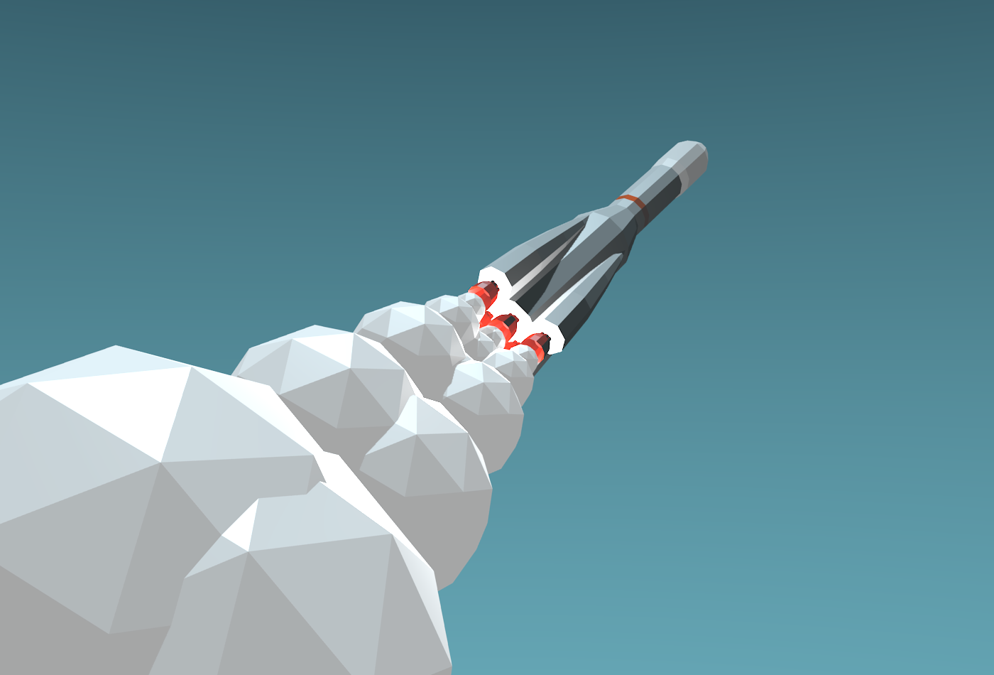 Low poly Soyuz rocket launching with smoke HD Wallpaper