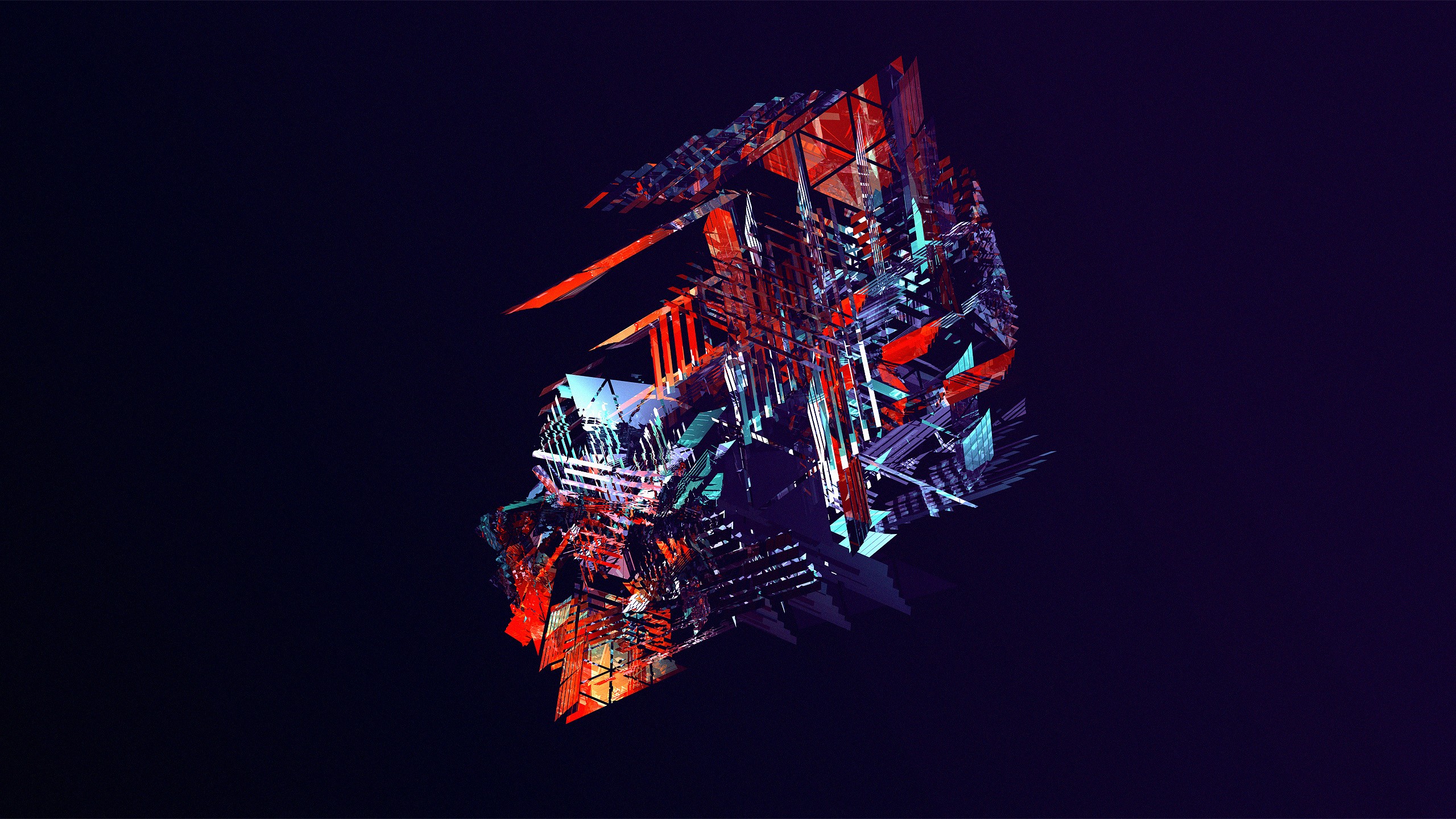 Abstract digital art with geometric shapes HD Wallpaper