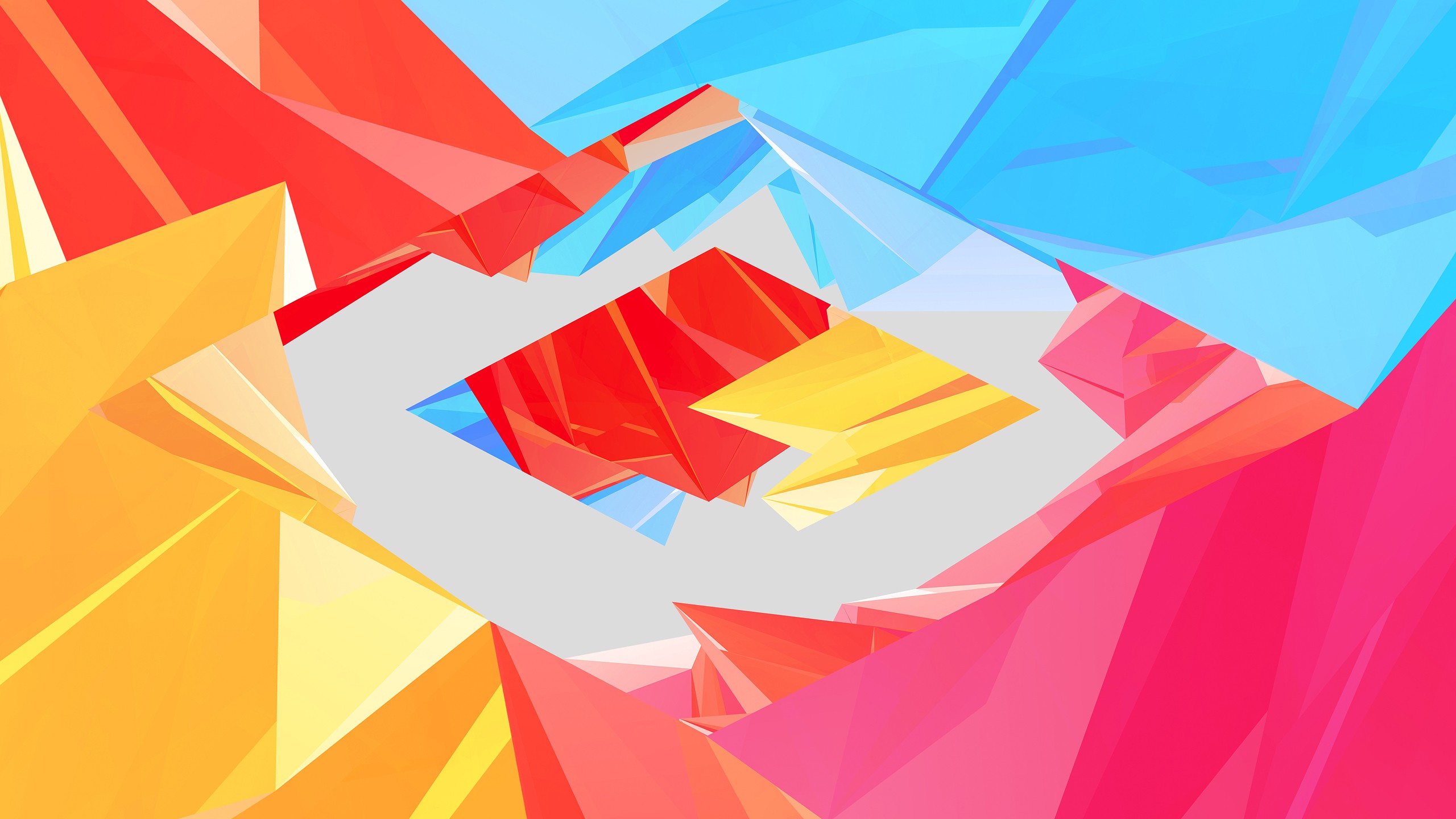 Abstract geometric shapes in vibrant colors HD Wallpaper