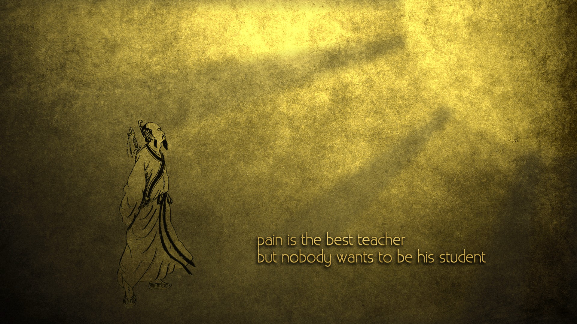 Quote about pain and teaching with Japanese art style HD Wallpaper