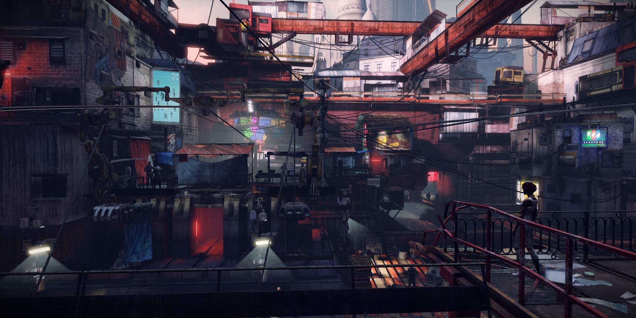 Remember Me: Futuristic Cityscape with Neon Signs HD Wallpaper