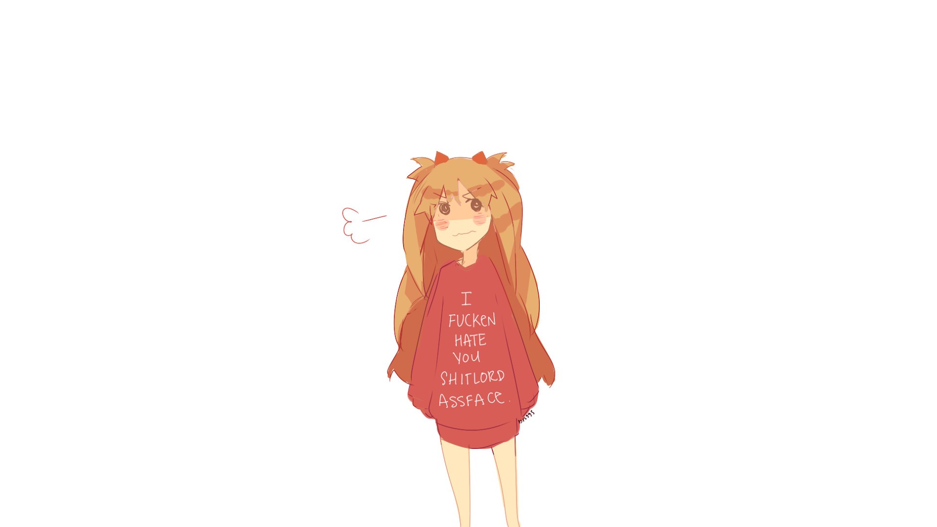 Asuka Langley Soryu wearing a sweater with text HD Wallpaper