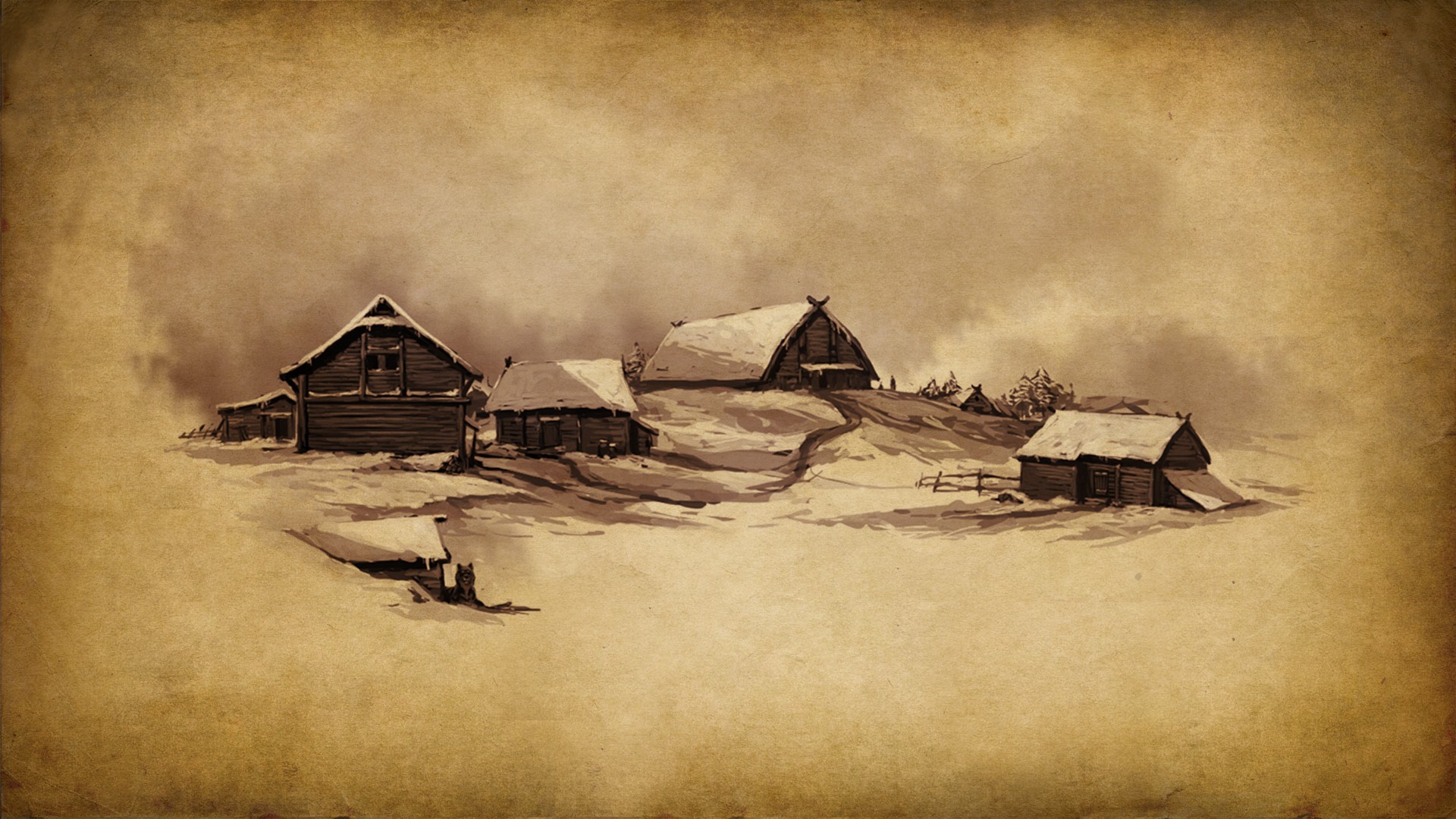 Mount and Blade village in winter HD Wallpaper