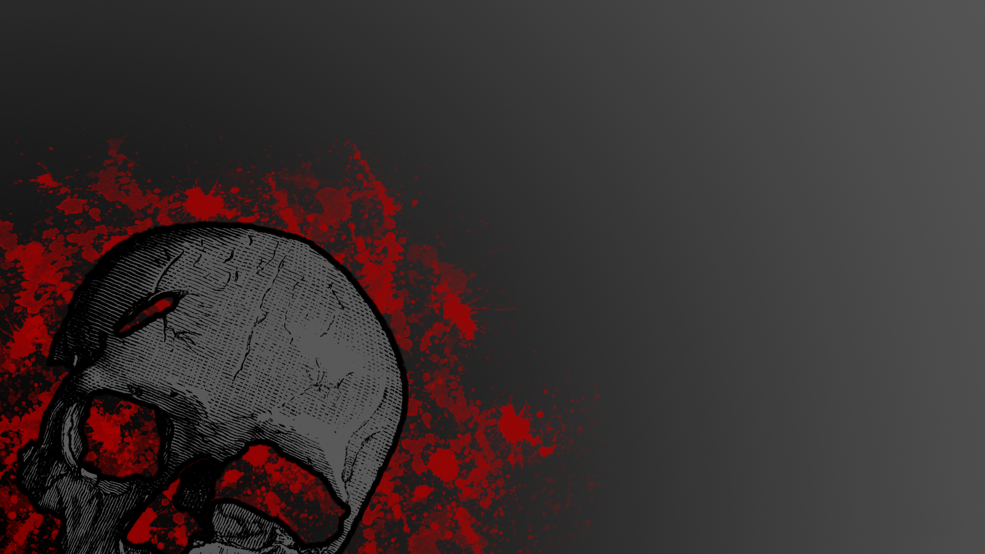 Skull with red splashes on gray background HD Wallpaper