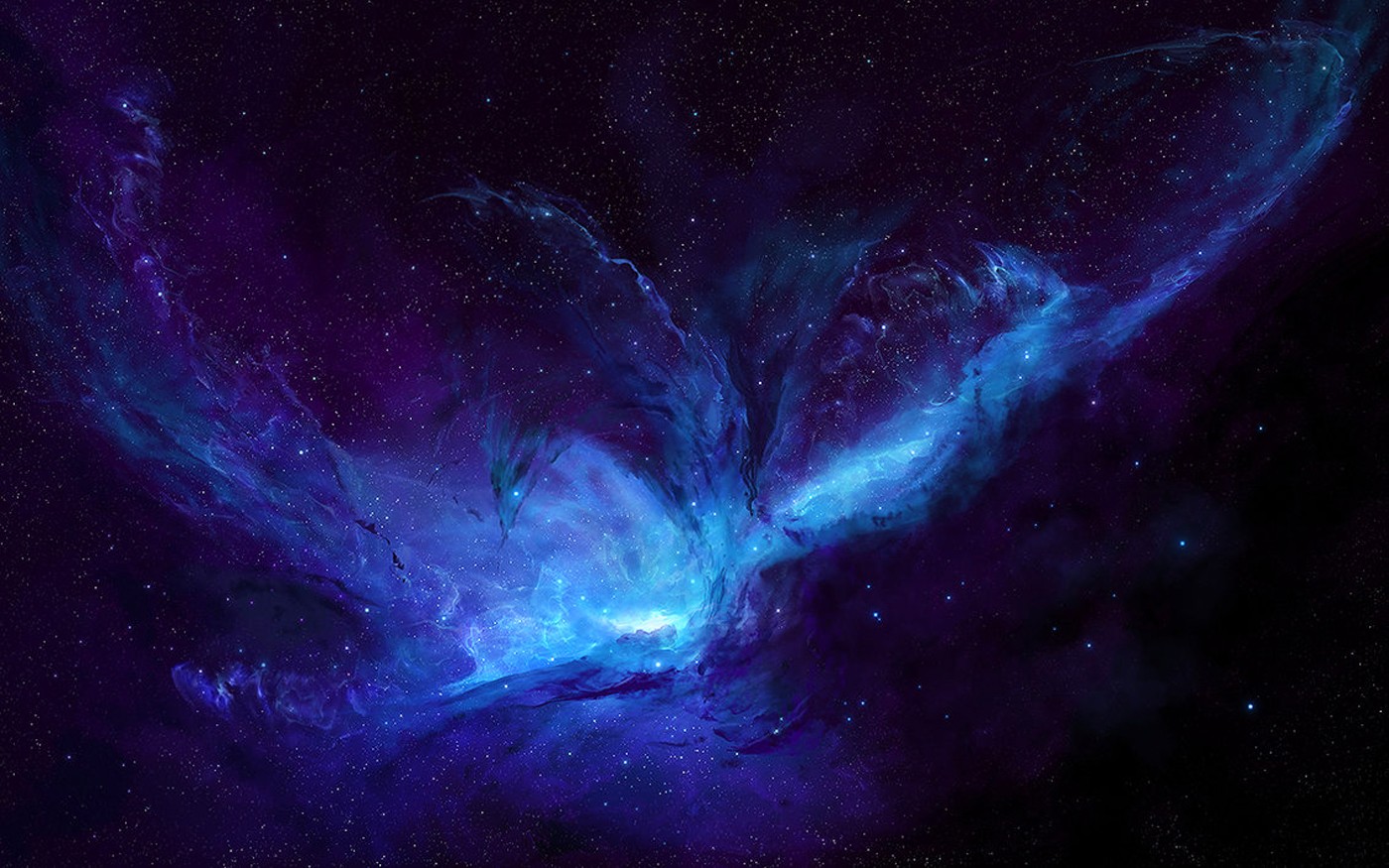 Space nebula with stars and blue and purple gas clouds HD Wallpaper