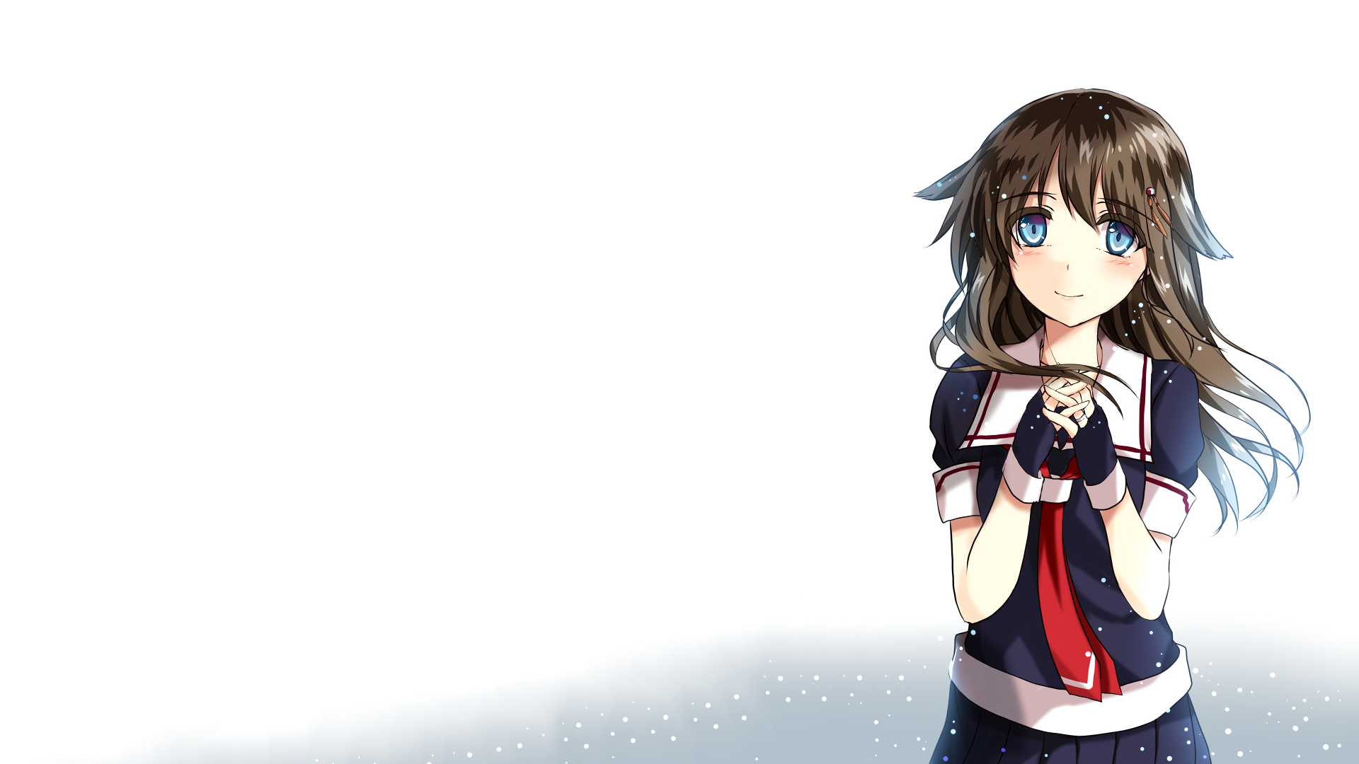 Kantai Collection anime girl with blue eyes and brown hair HD Wallpaper