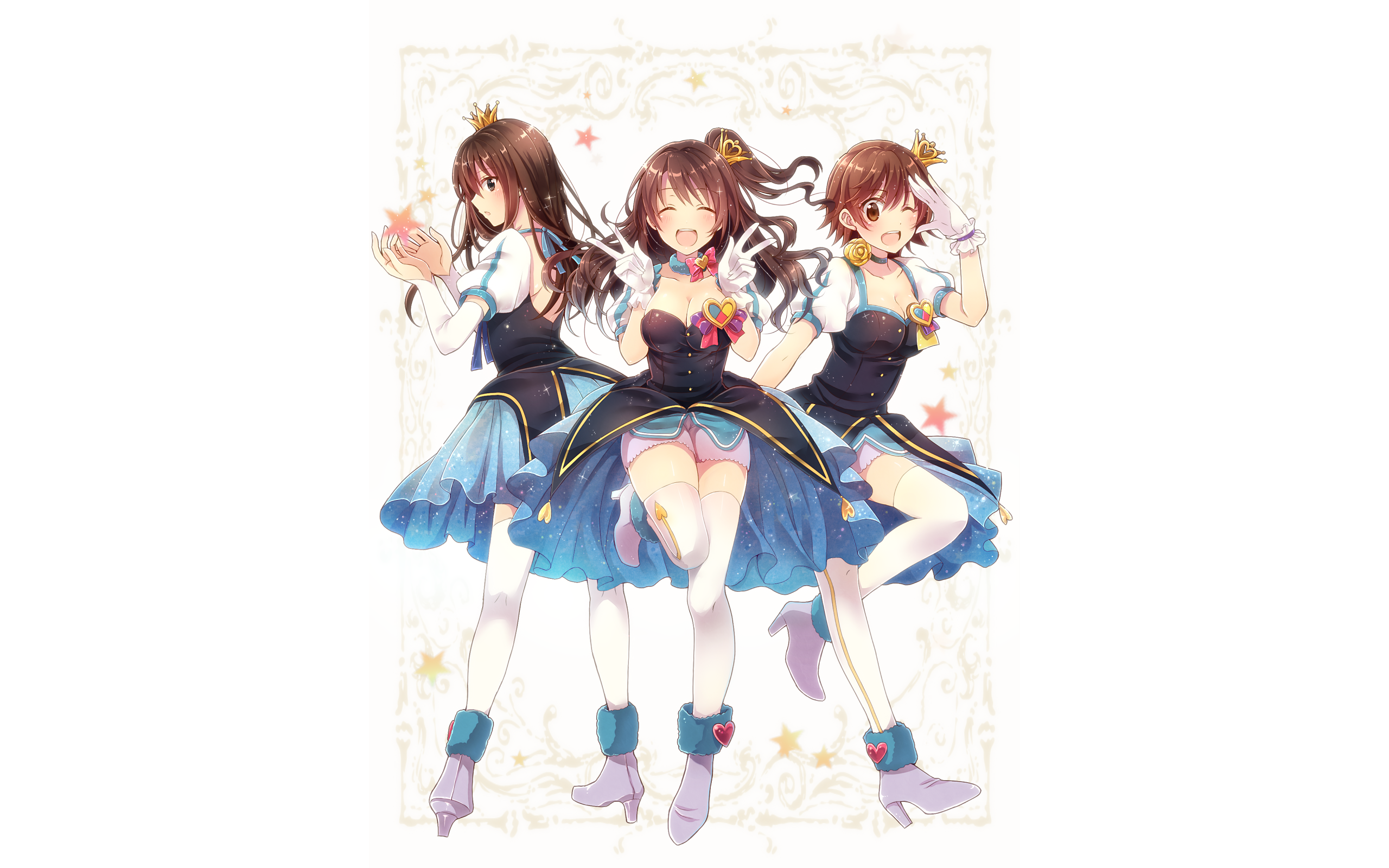 THE iDOLM@STER Girls in Sparkly Dresses and Crowns HD Wallpaper