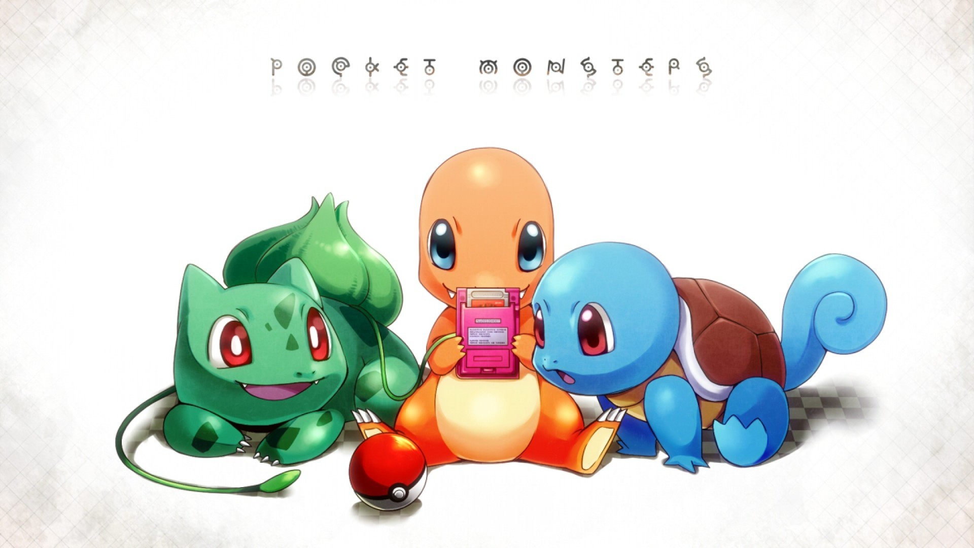 Pokemon Bulbasaur, Charmander, and Squirtle with Game Boy HD Wallpaper