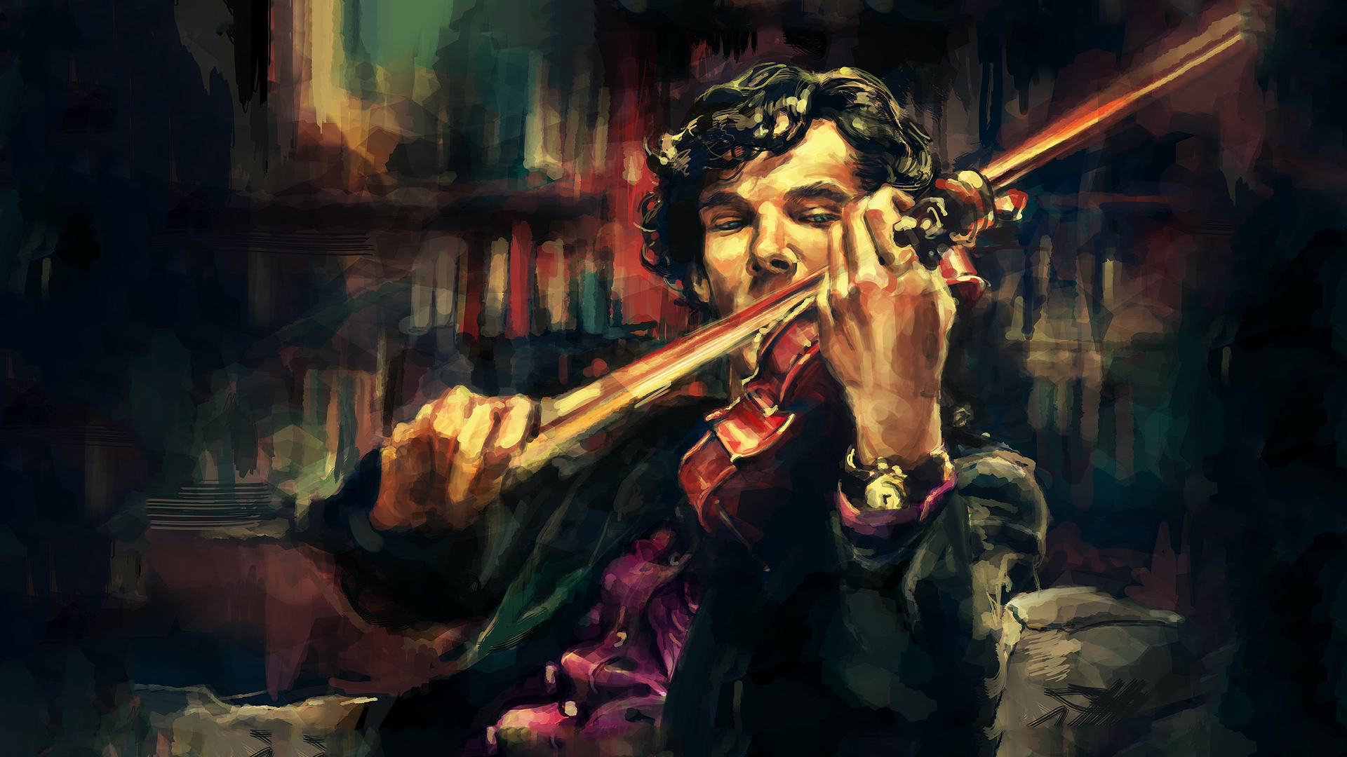 Sherlock playing the violin HD Wallpaper