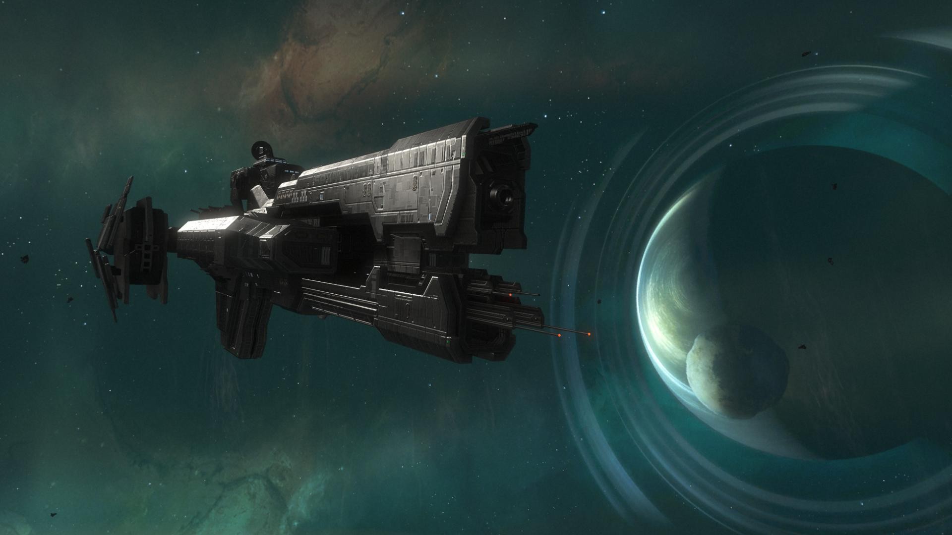 Spaceship near a ringed planet in Halo Reach HD Wallpaper