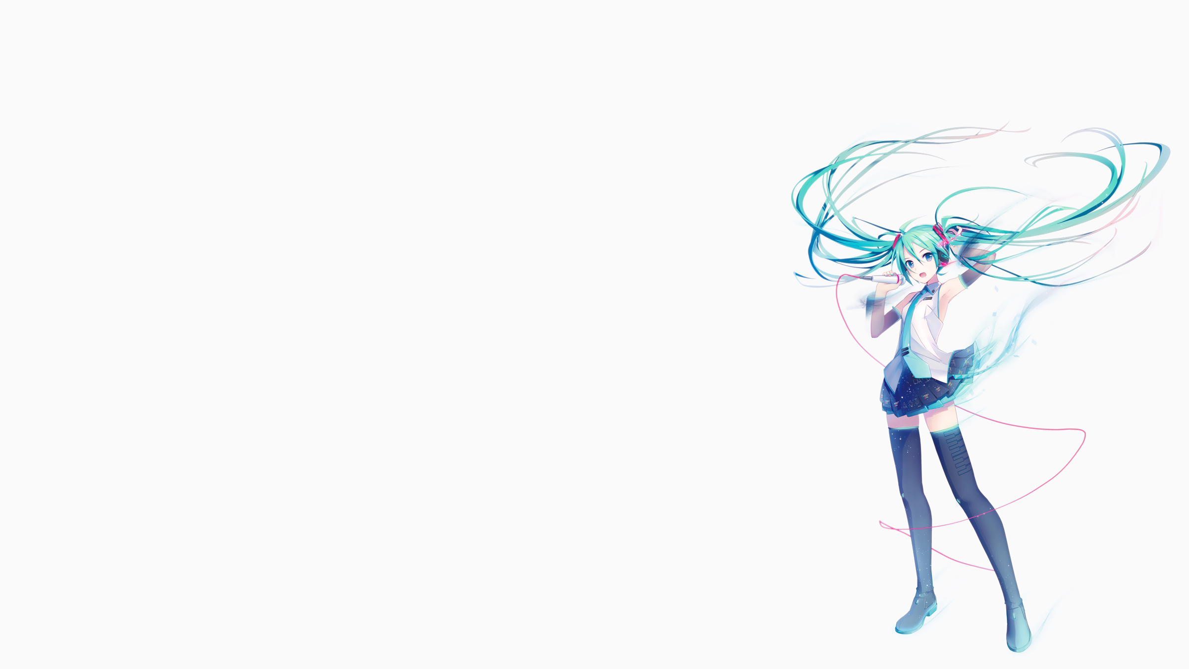 Hatsune Miku with long turquoise hair and headphones HD Wallpaper