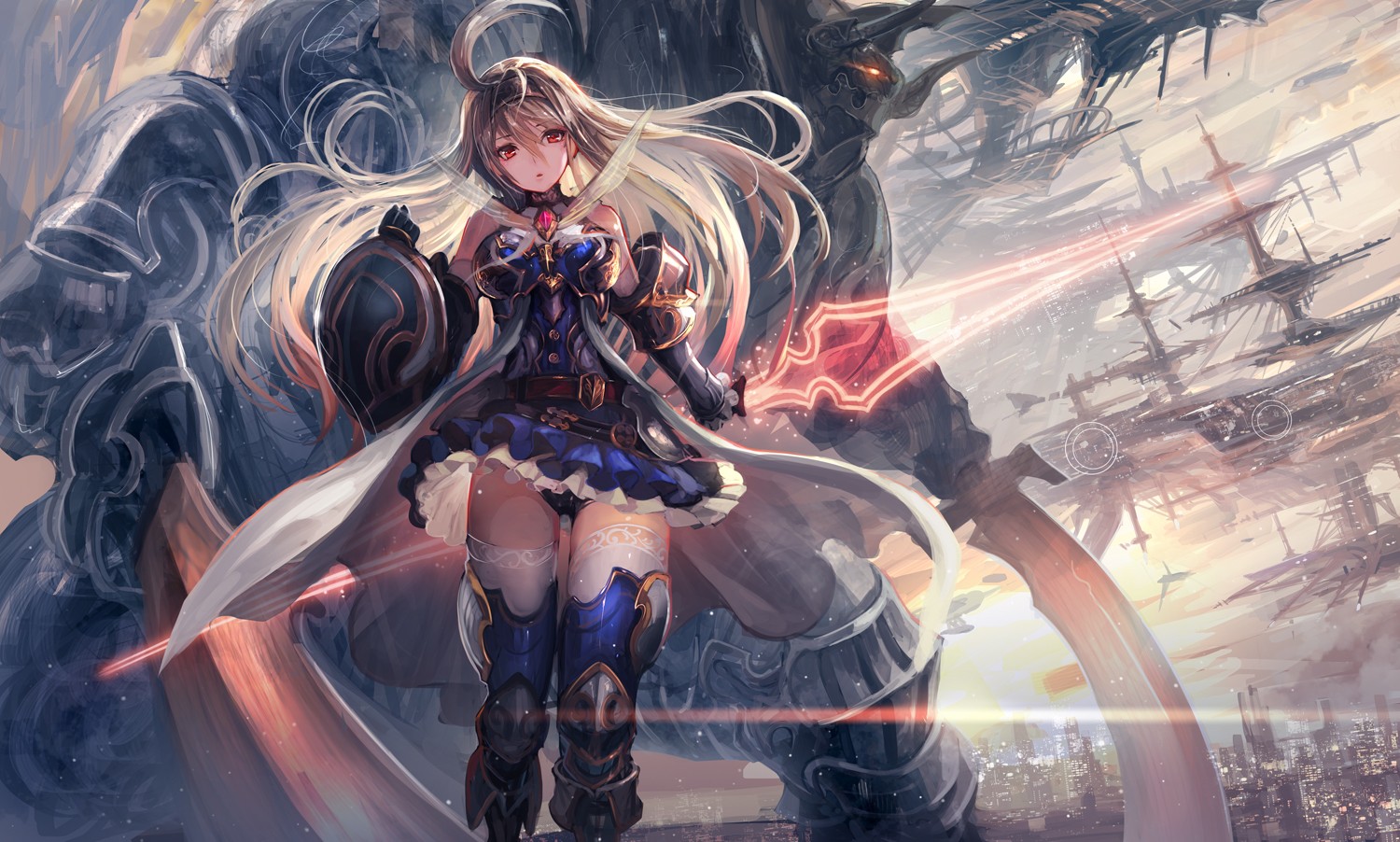 Anime girl with blonde hair and armor HD Wallpaper