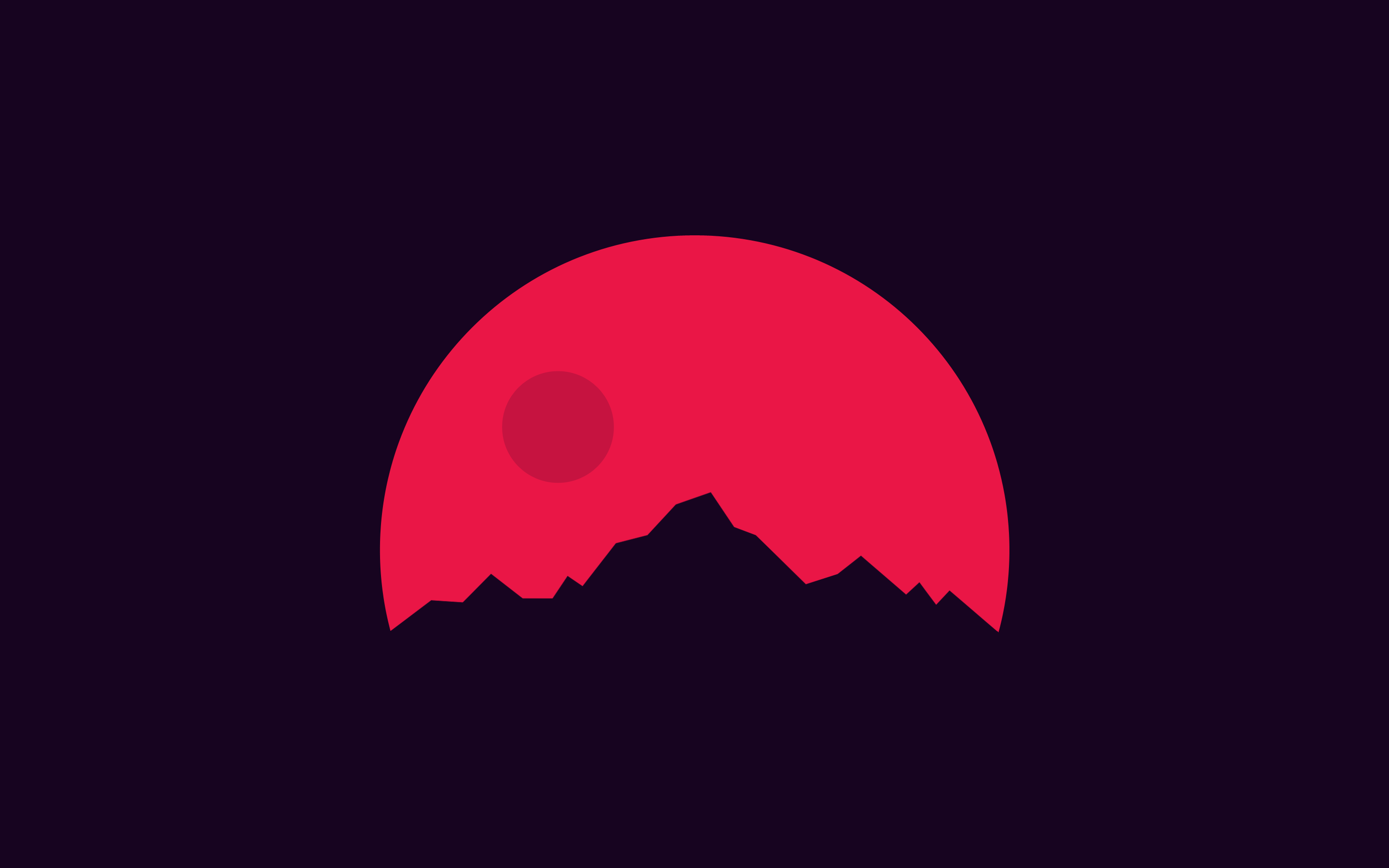 Minimalist red sun over mountains HD Wallpaper