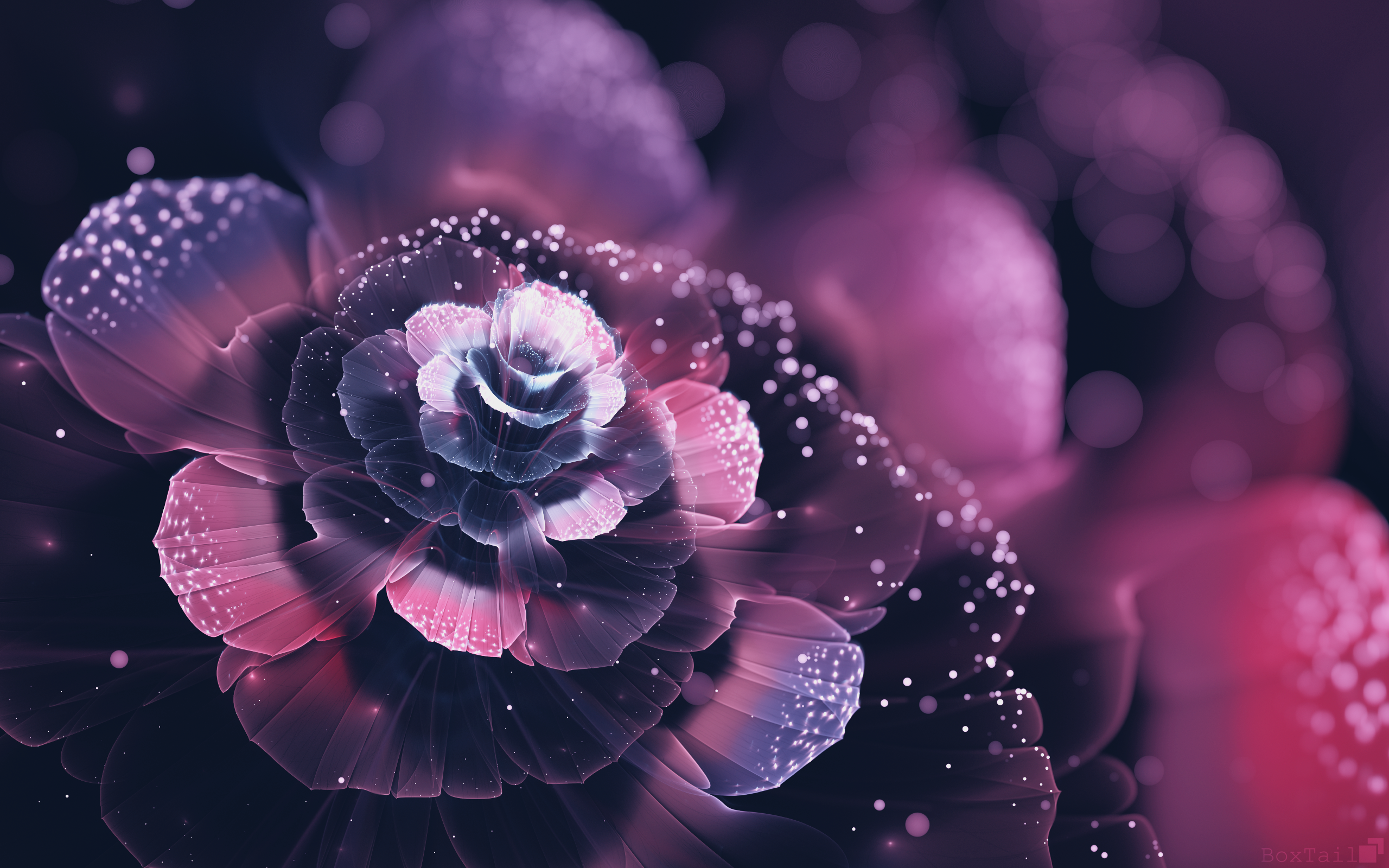 Abstract fractal flower with pink and purple petals HD Wallpaper