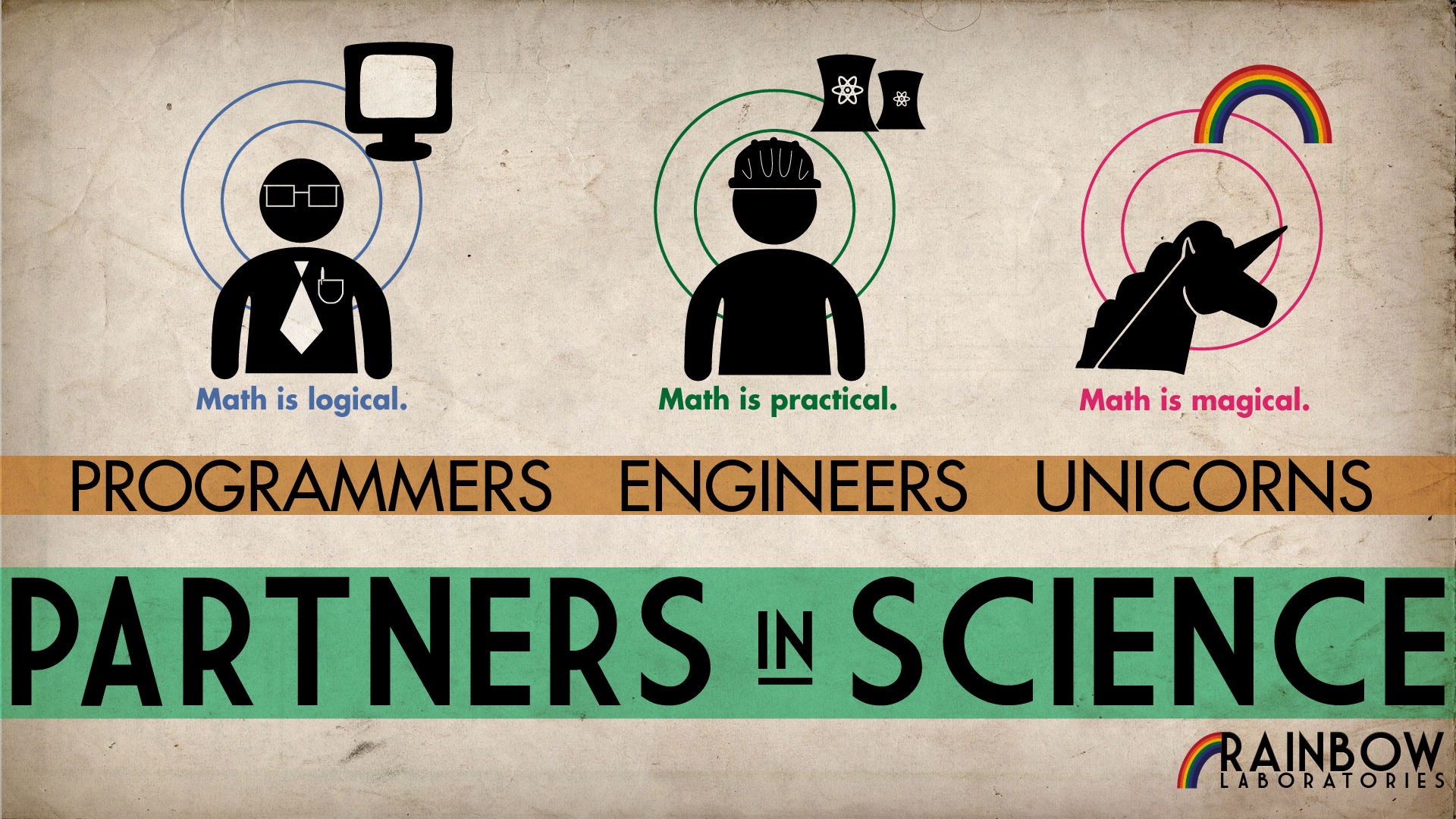 Partners in Science: Programmers, Engineers, Unicorns HD Wallpaper