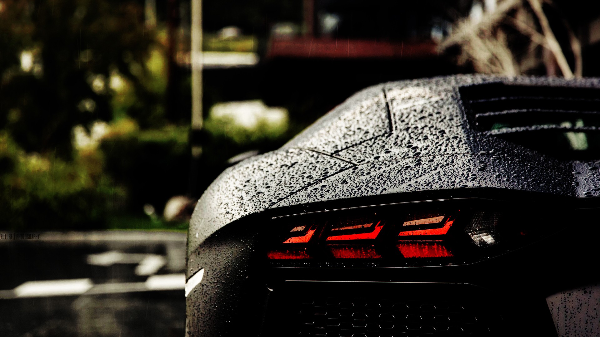 Lamborghini Aventador covered in water drops HD Wallpaper