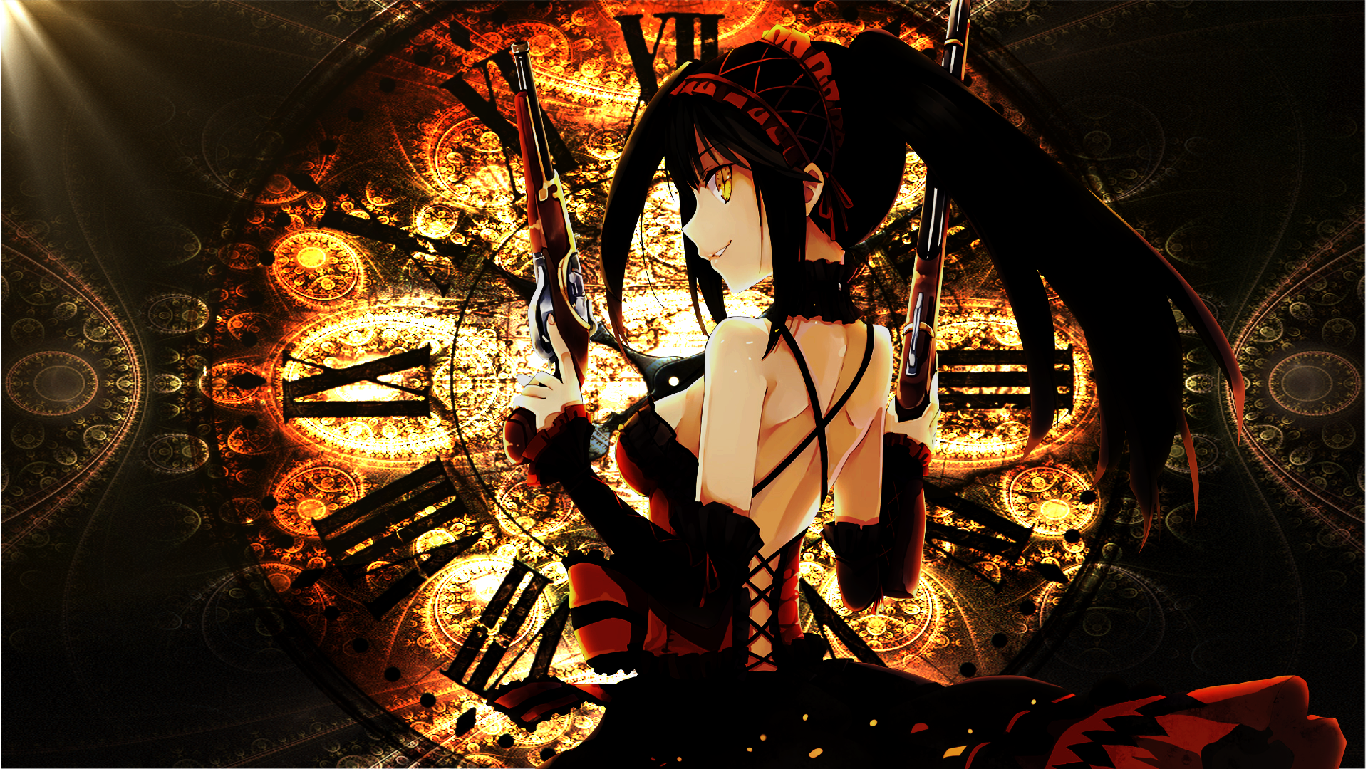 Tokisaki Kurumi from Date A Live with Guns HD Wallpaper