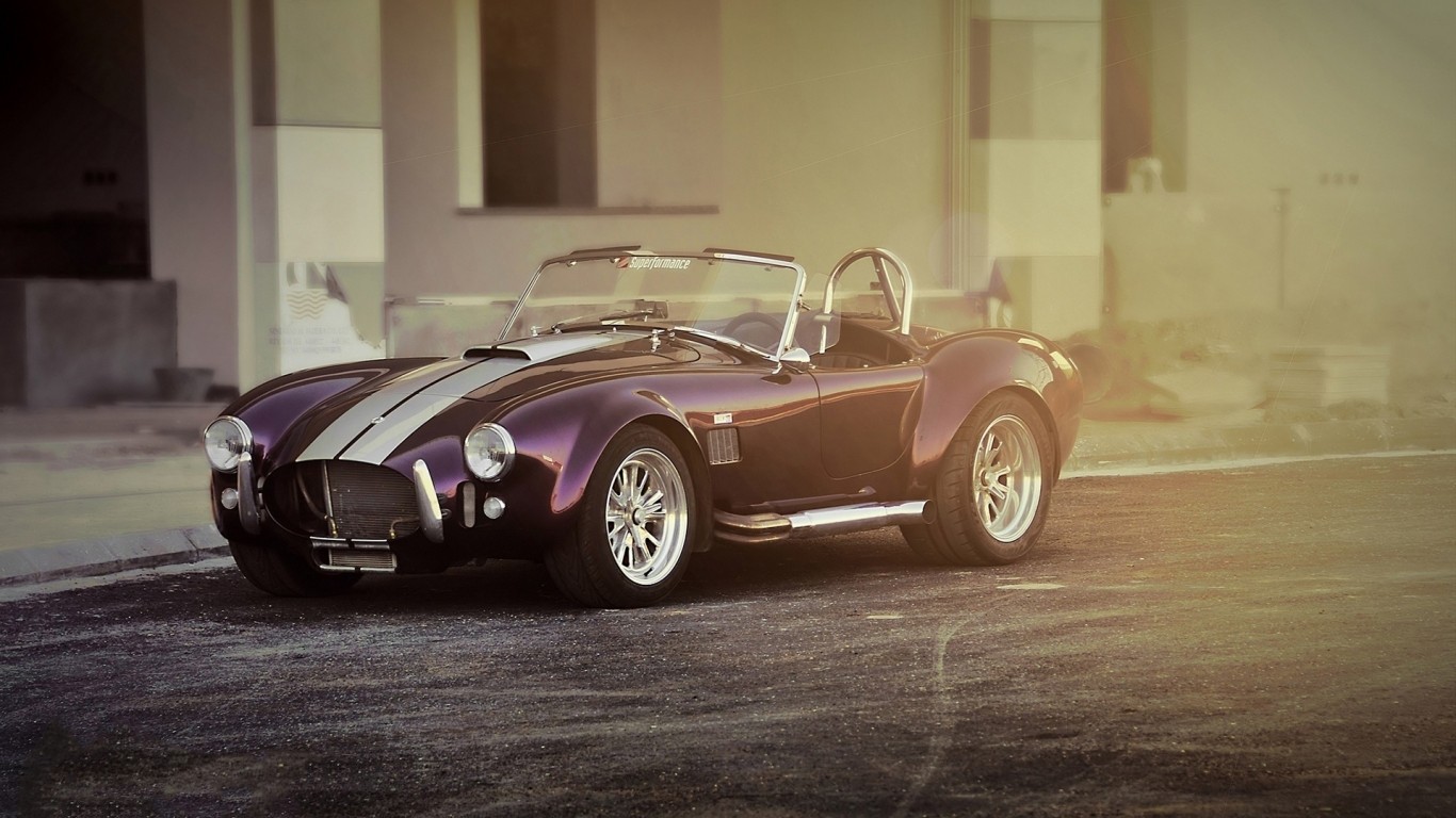 Purple Shelby Cobra with White Stripes HD Wallpaper