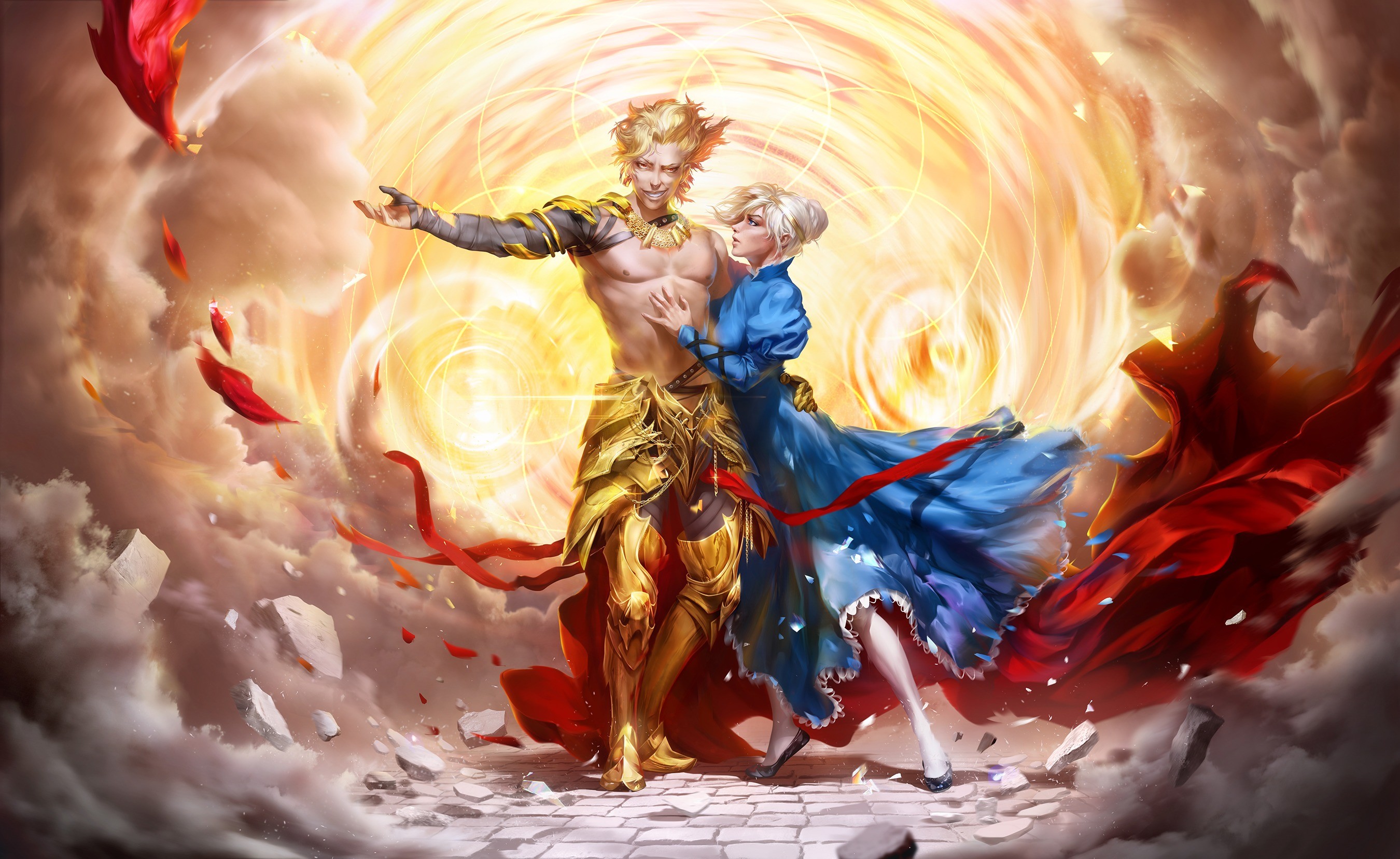 Fate/Stay Night Saber and Gilgamesh HD Wallpaper