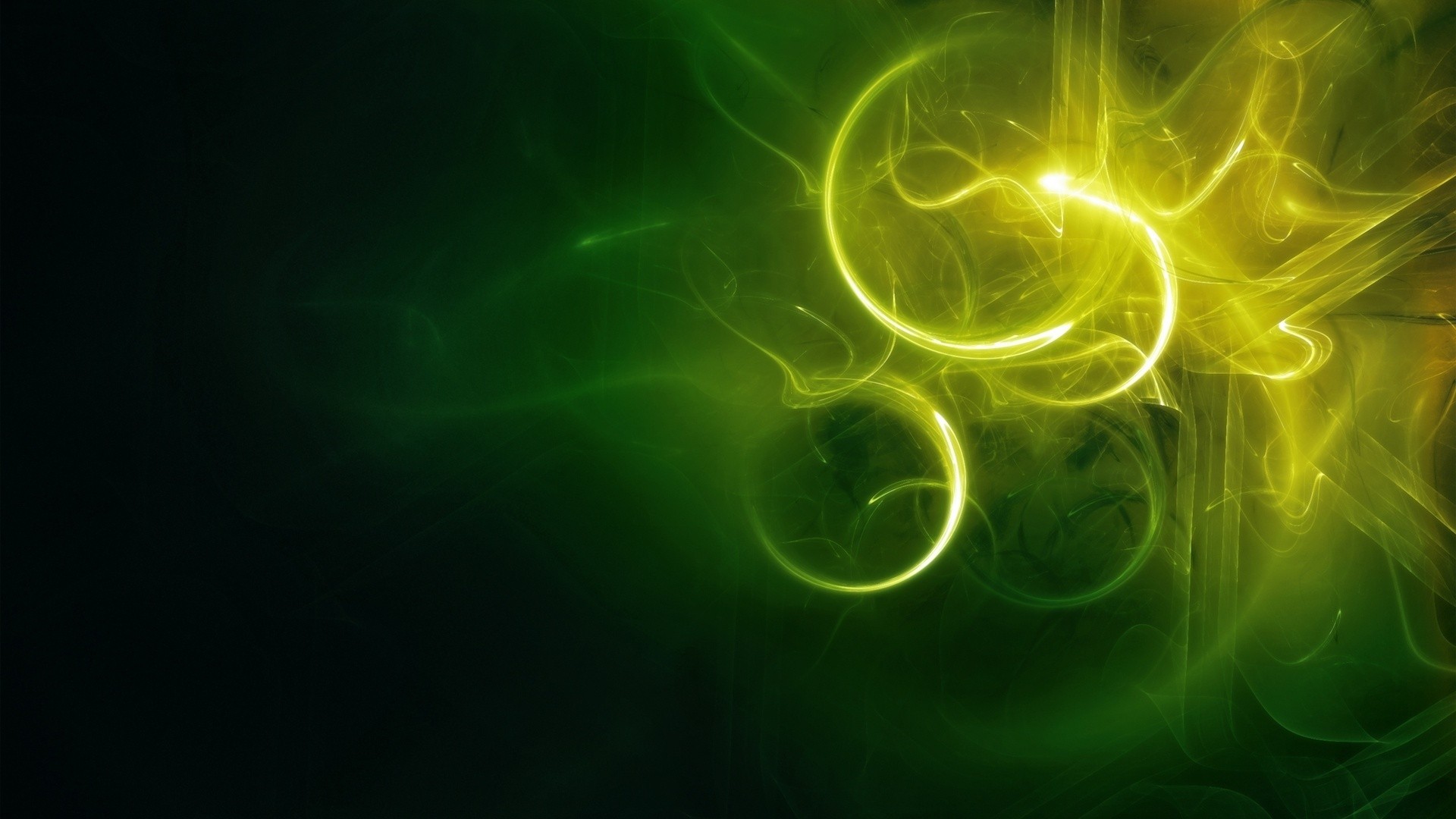 Abstract green and yellow light swirls HD Wallpaper