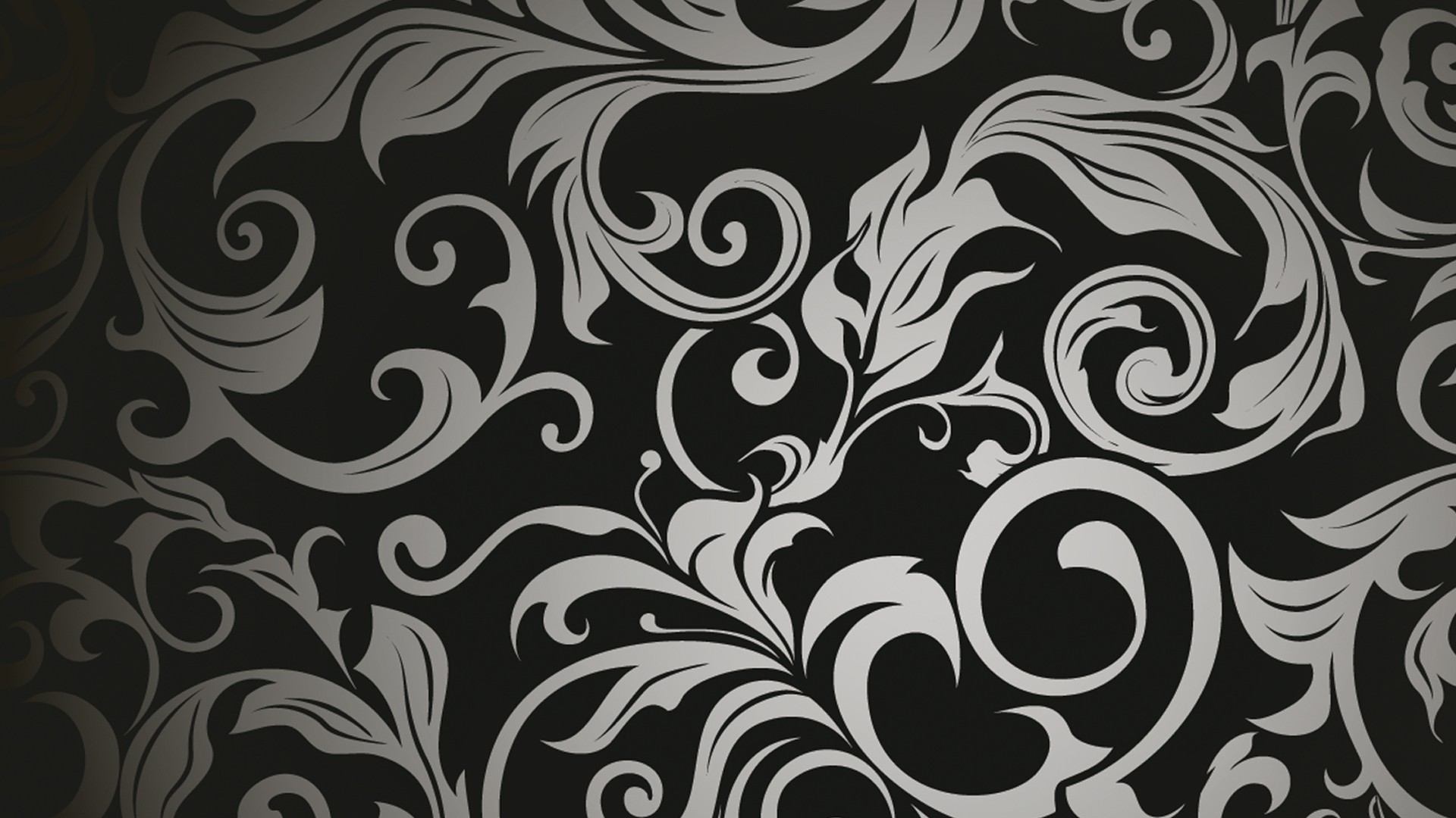 Black and silver floral pattern HD Wallpaper
