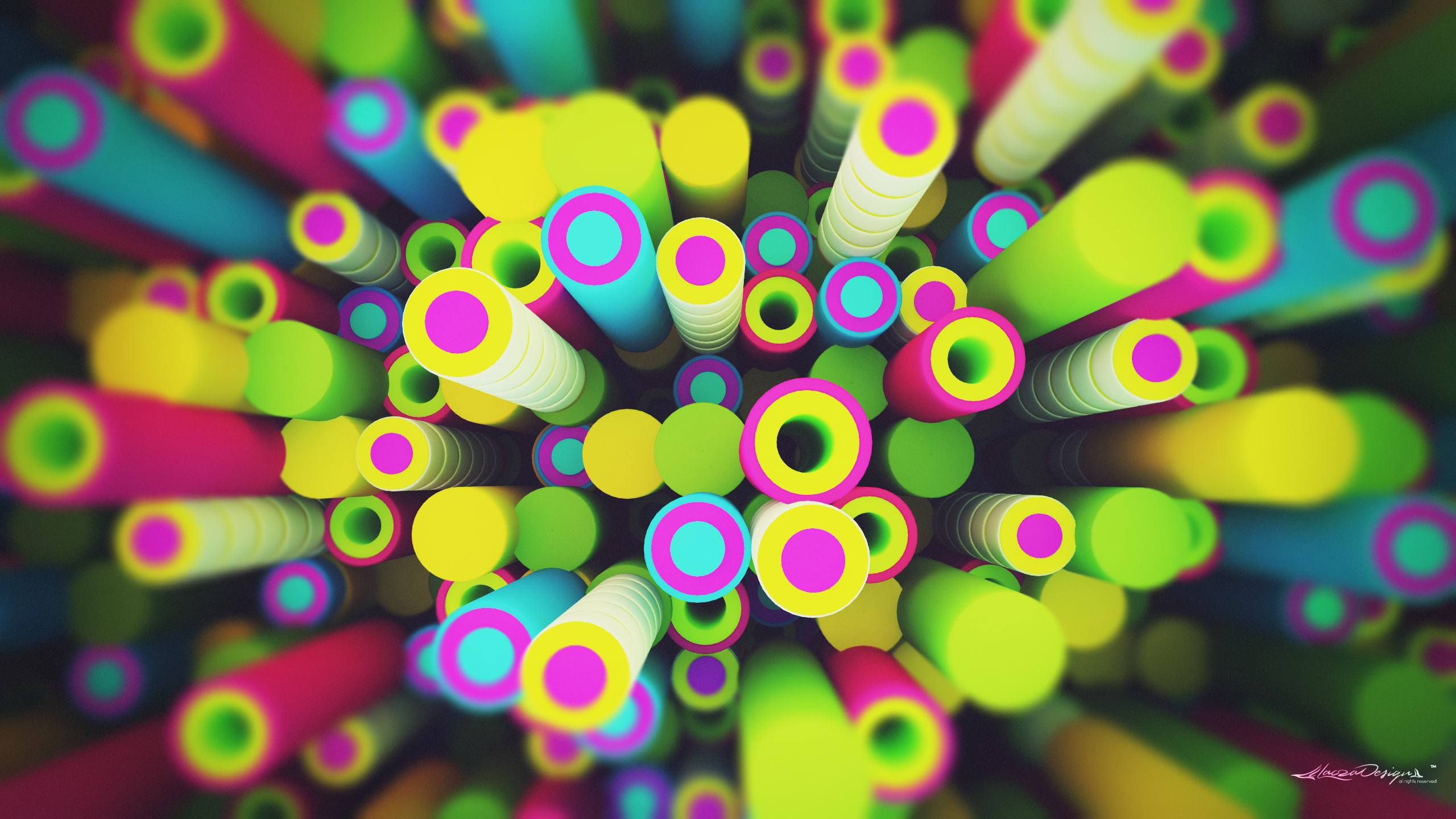 Abstract colorful pipes and circles digital art HD Wallpaper