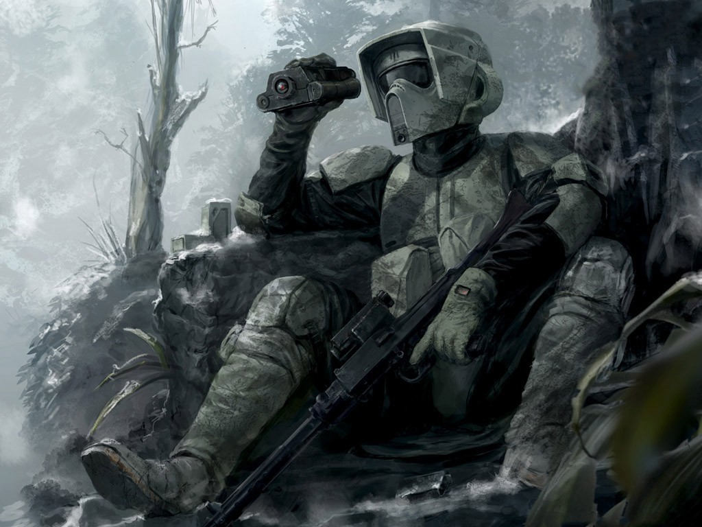 Star Wars Scout Trooper with Blaster Rifle HD Wallpaper