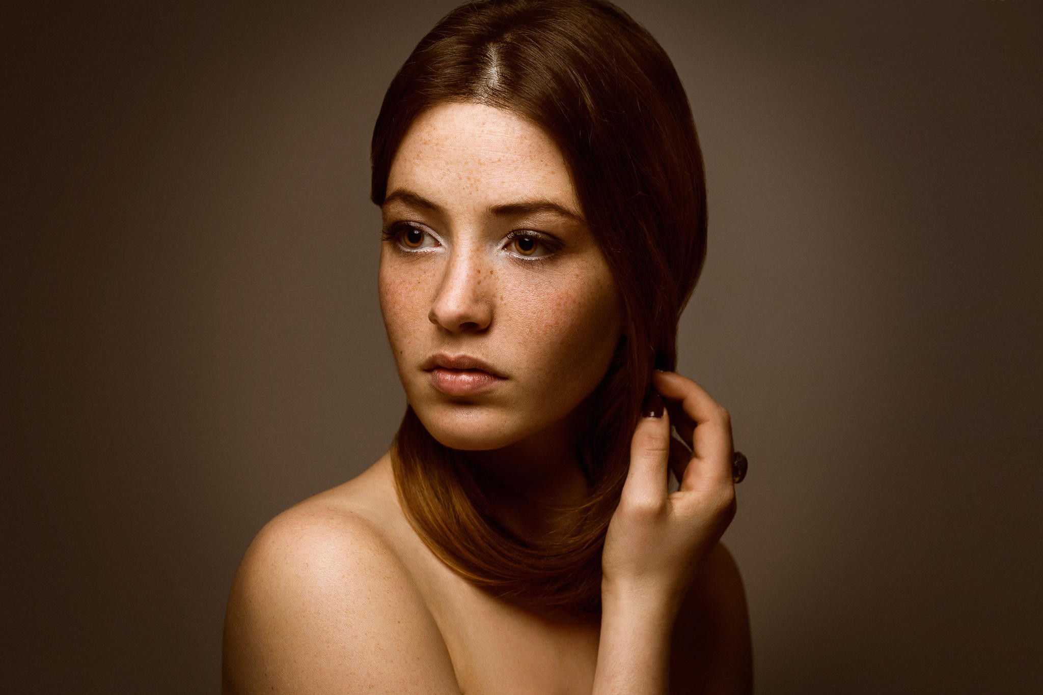 Woman with red hair and freckles HD Wallpaper