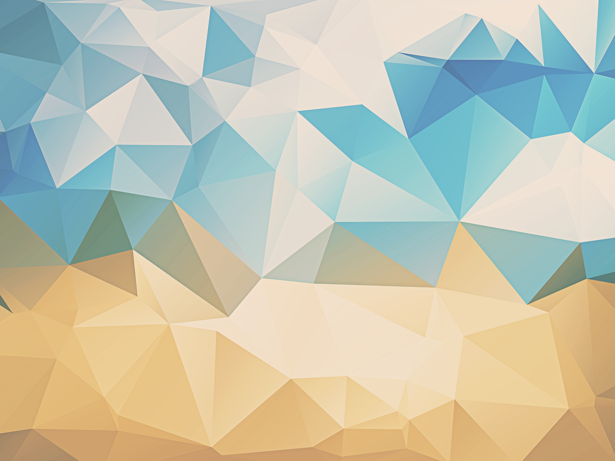 Geometric abstract art with blue and tan polygons HD Wallpaper