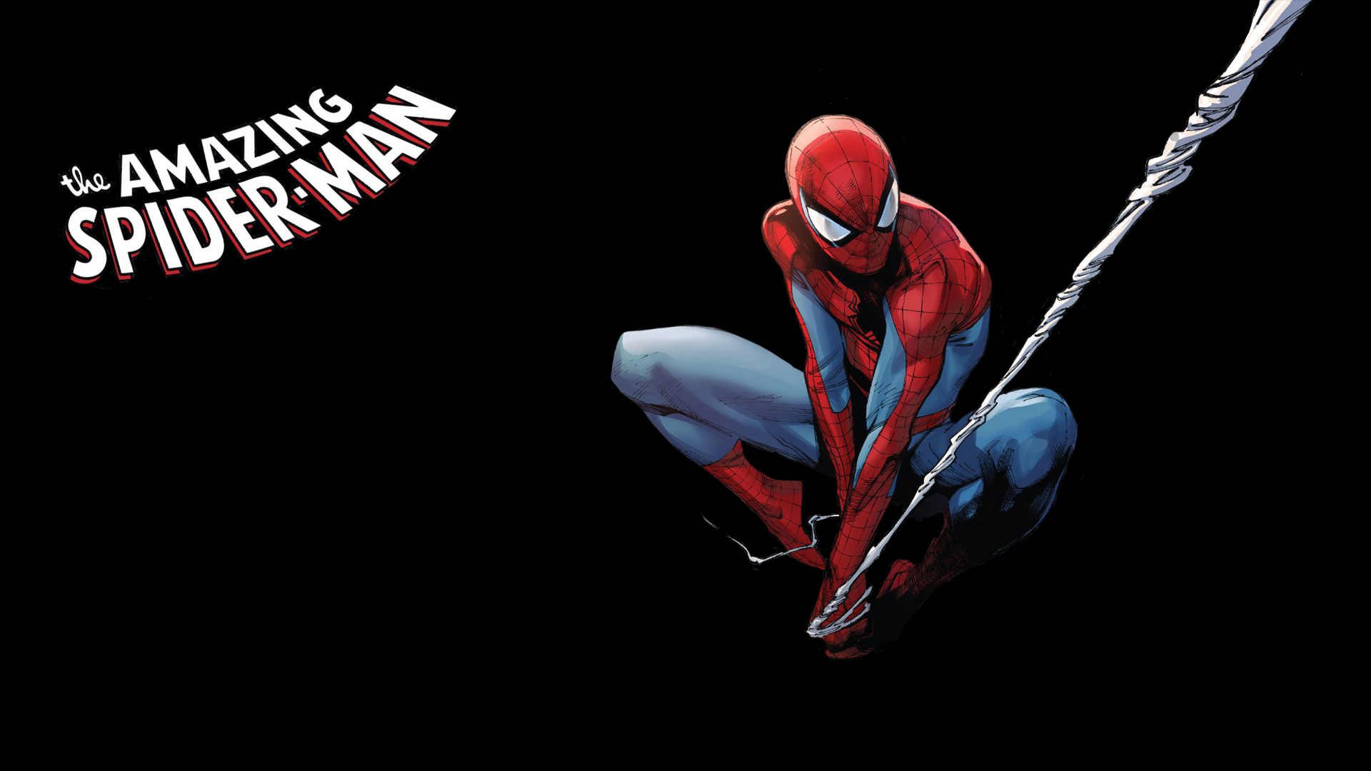 The Amazing Spider-Man swinging on a web HD Wallpaper