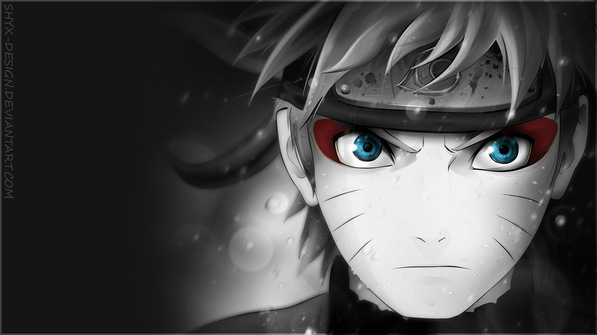 Naruto Shippuden Uzumaki with blue eyes and red markings HD Wallpaper