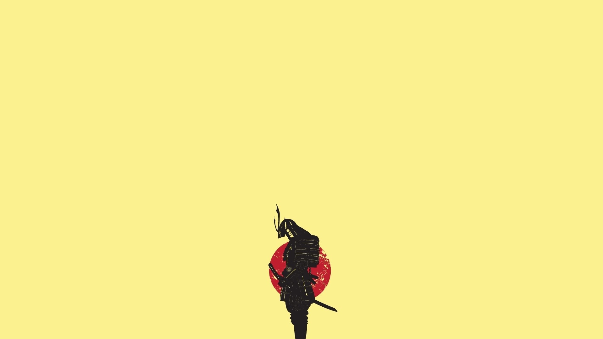 Samurai silhouette against a red sun HD Wallpaper