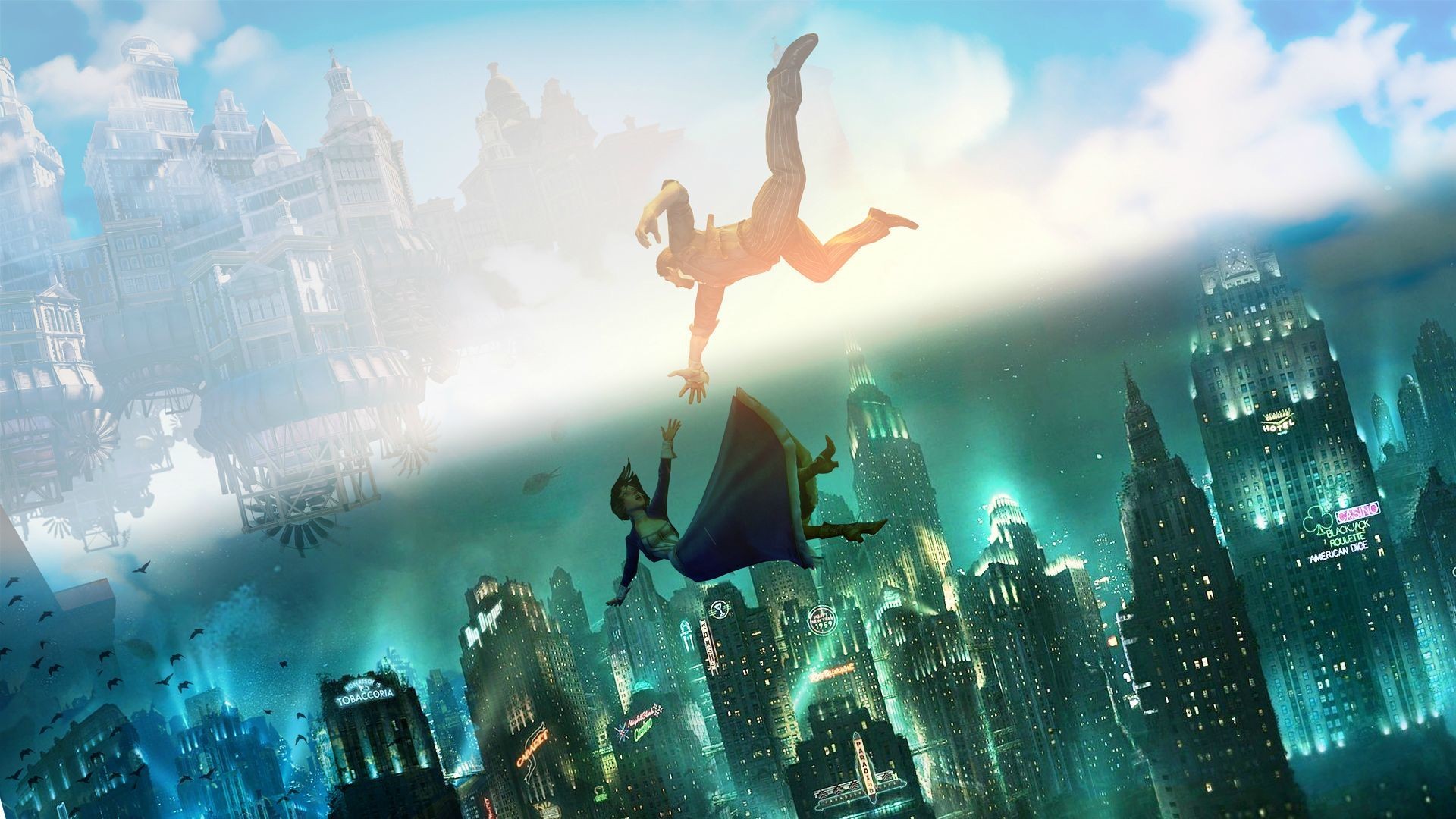 BioShock Infinite: Booker DeWitt and Elizabeth Falling HD Wallpaper