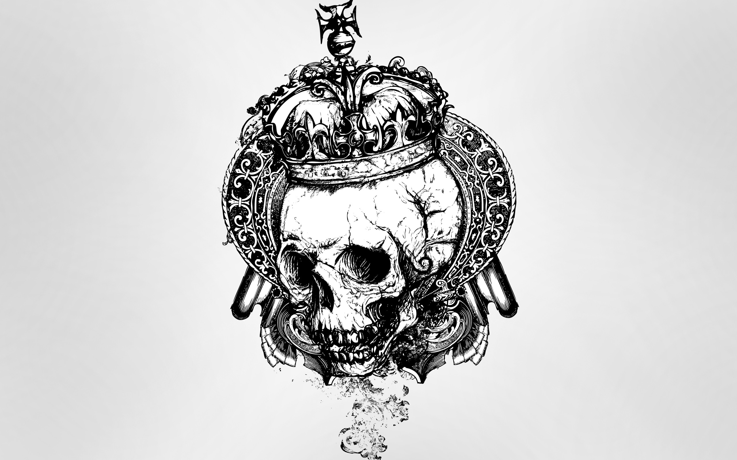 Skull with a crown and ornate frame HD Wallpaper