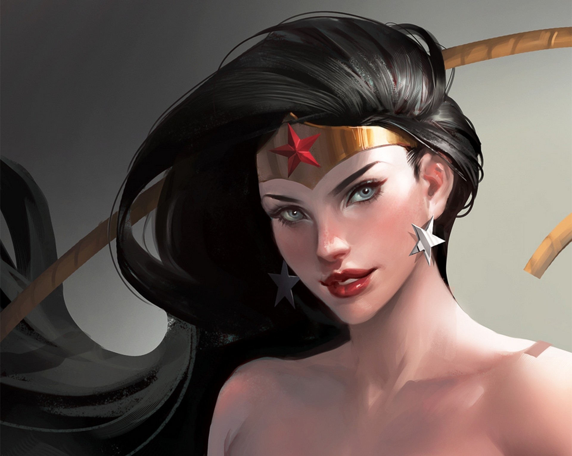 Wonder Woman with Star Earrings and Tiara HD Wallpaper