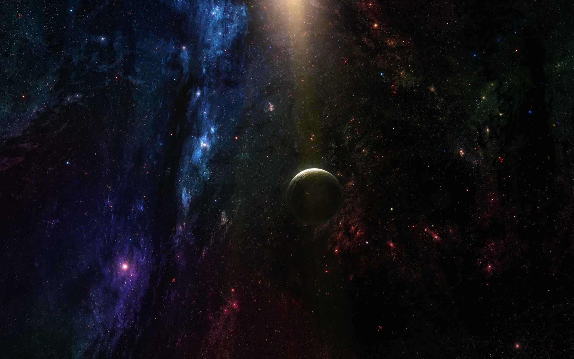 A planet in a colorful nebula in deep space HD Wallpaper