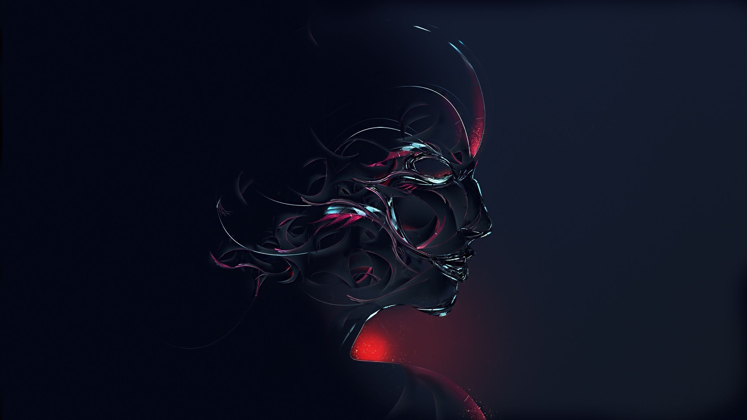 Abstract face with red and blue highlights HD Wallpaper