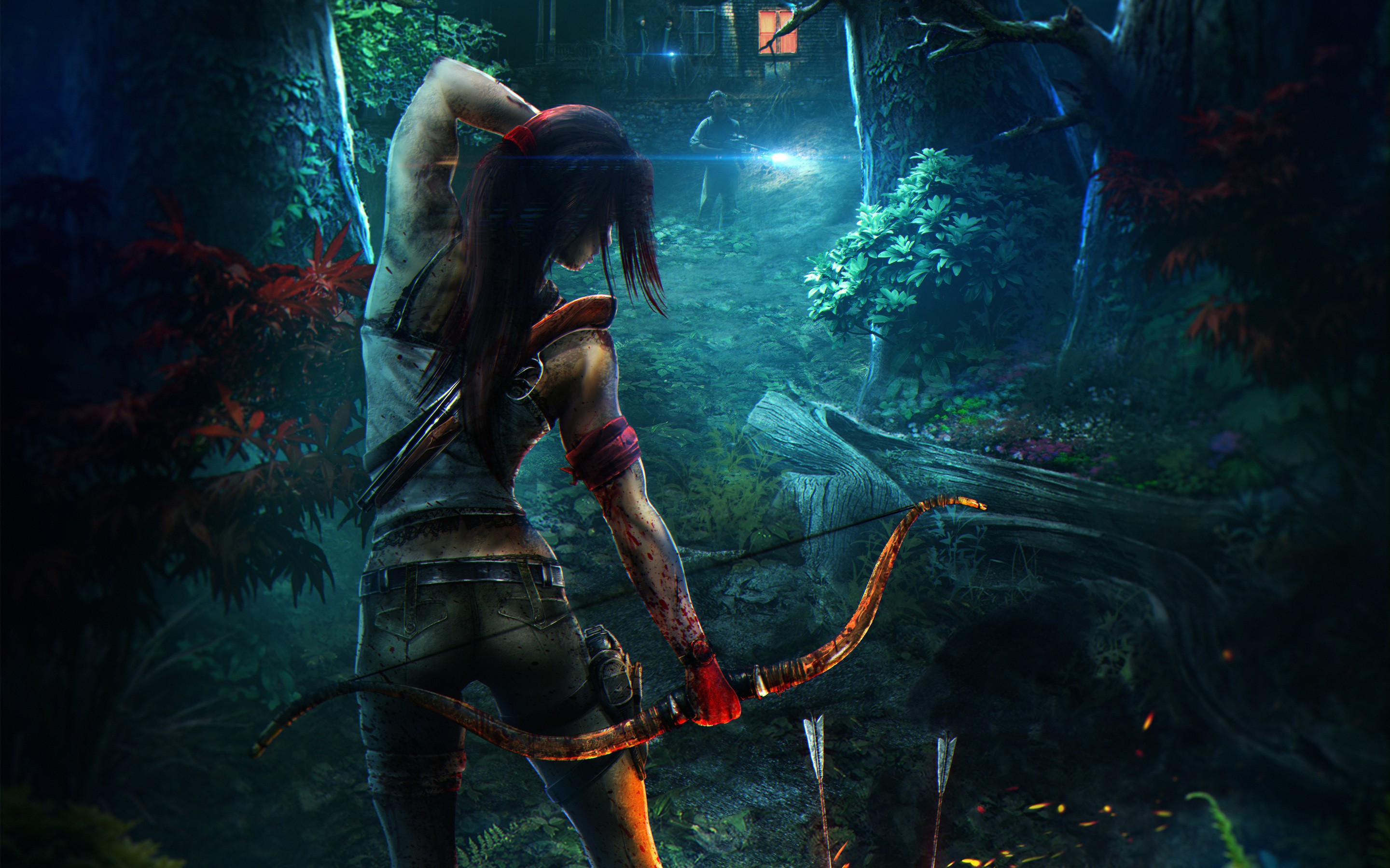 Tomb Raider archer in a dark forest HD Wallpaper