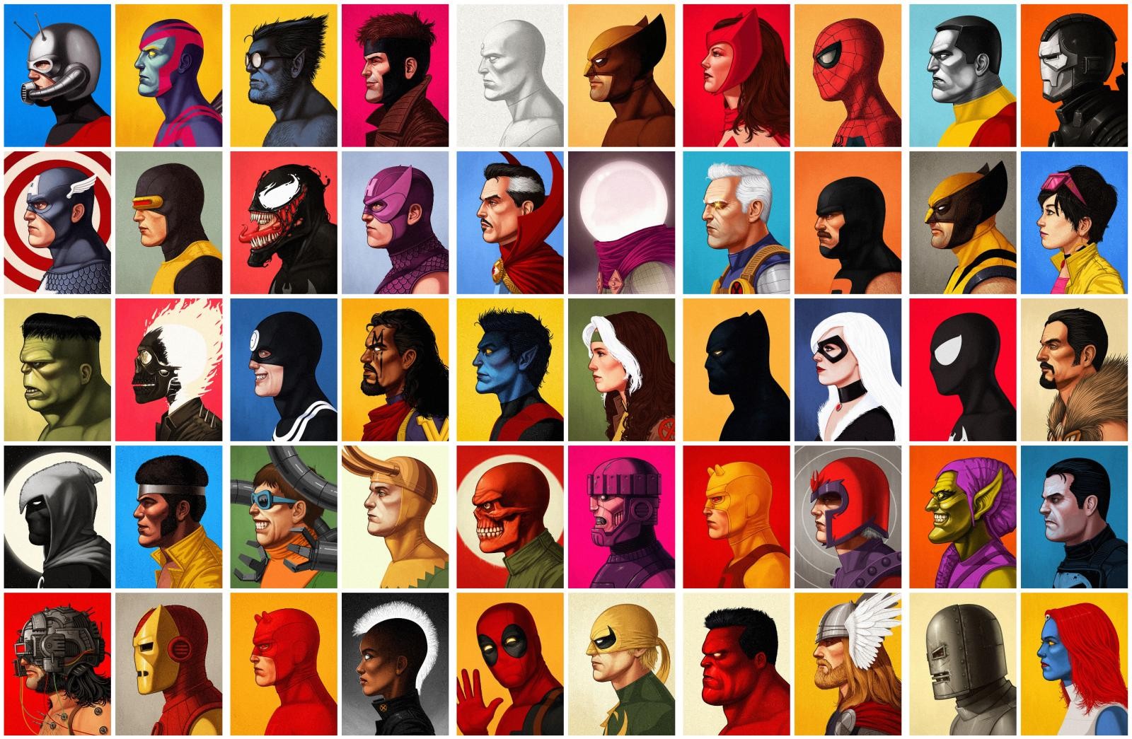 Marvel Comics Characters Portrait Grid HD Wallpaper