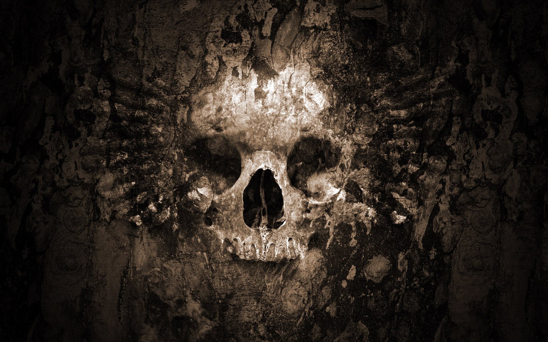 Dark skull with textured background HD Wallpaper