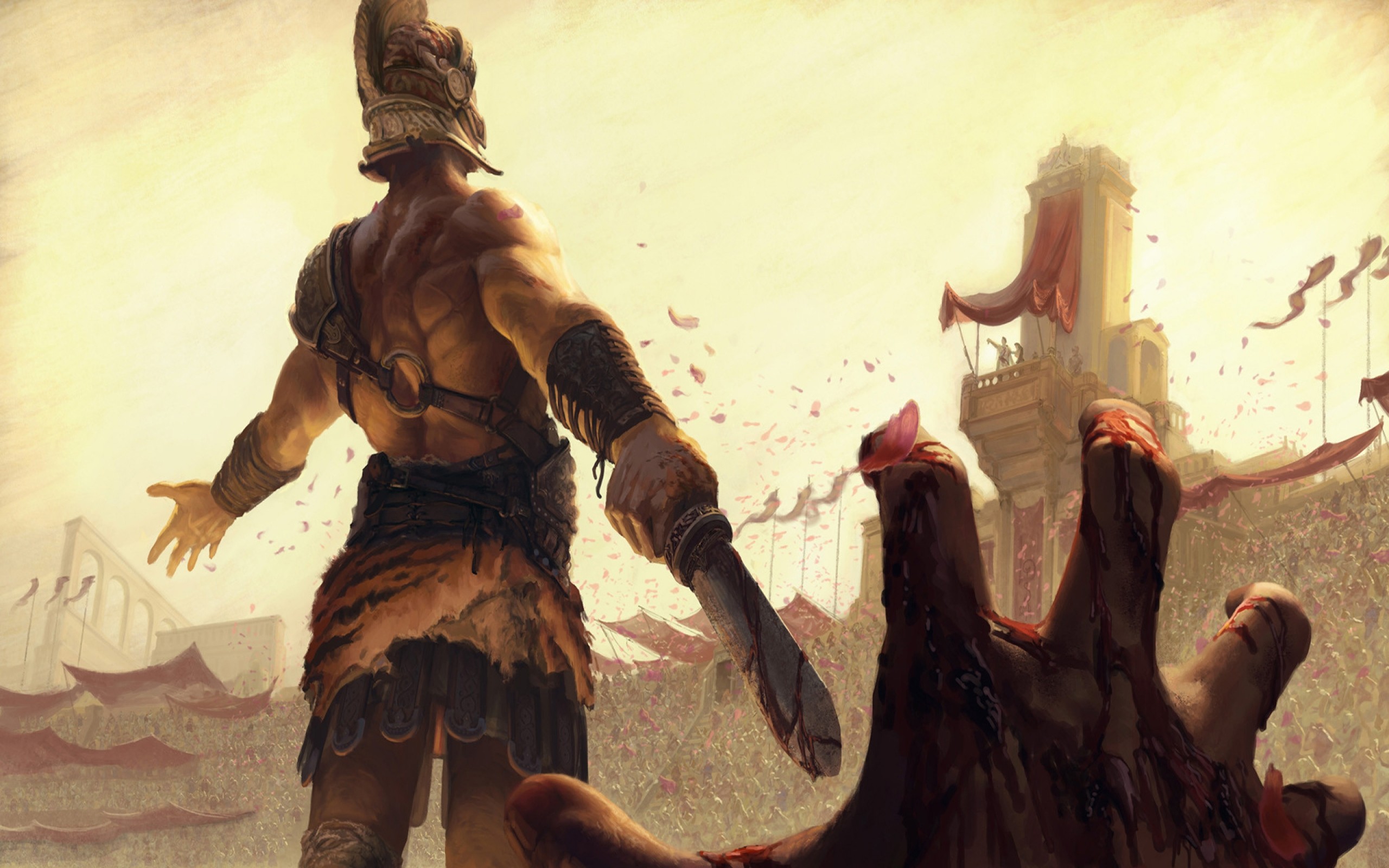 Gladiator with Sword in Roman Arena HD Wallpaper